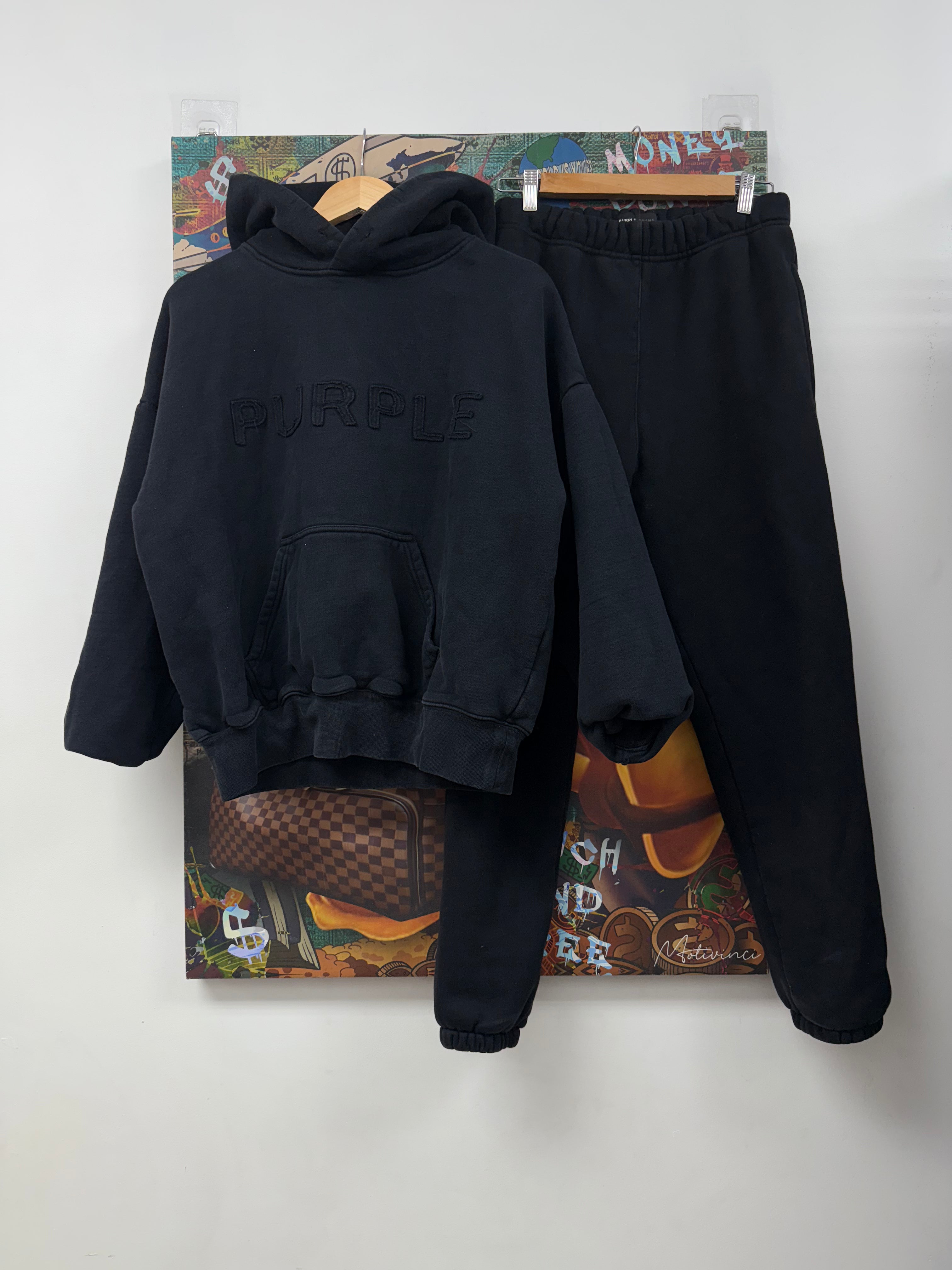 Purple Brand Black Ourline Sweatsuit