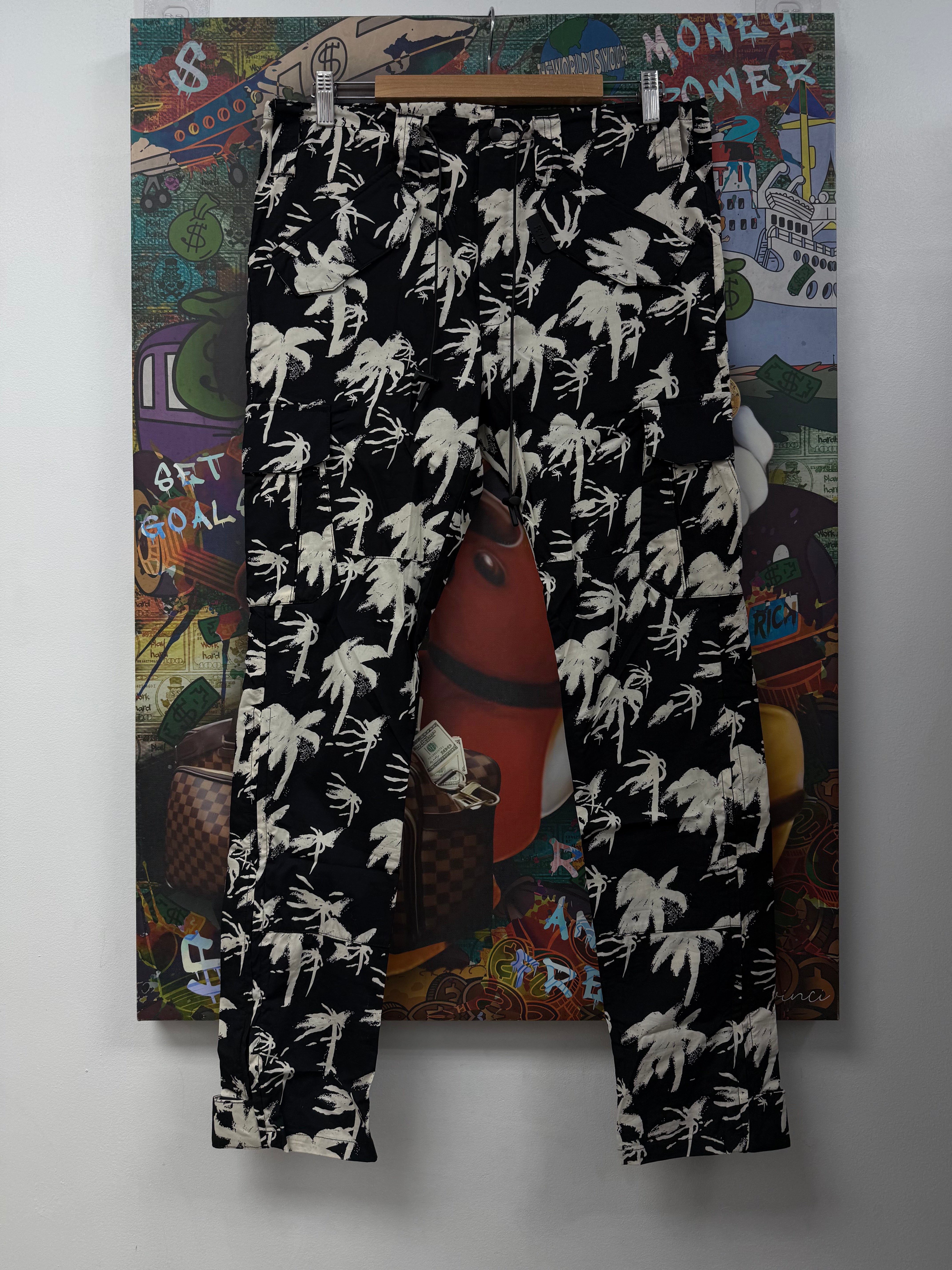 RTA Black White Palm Pants