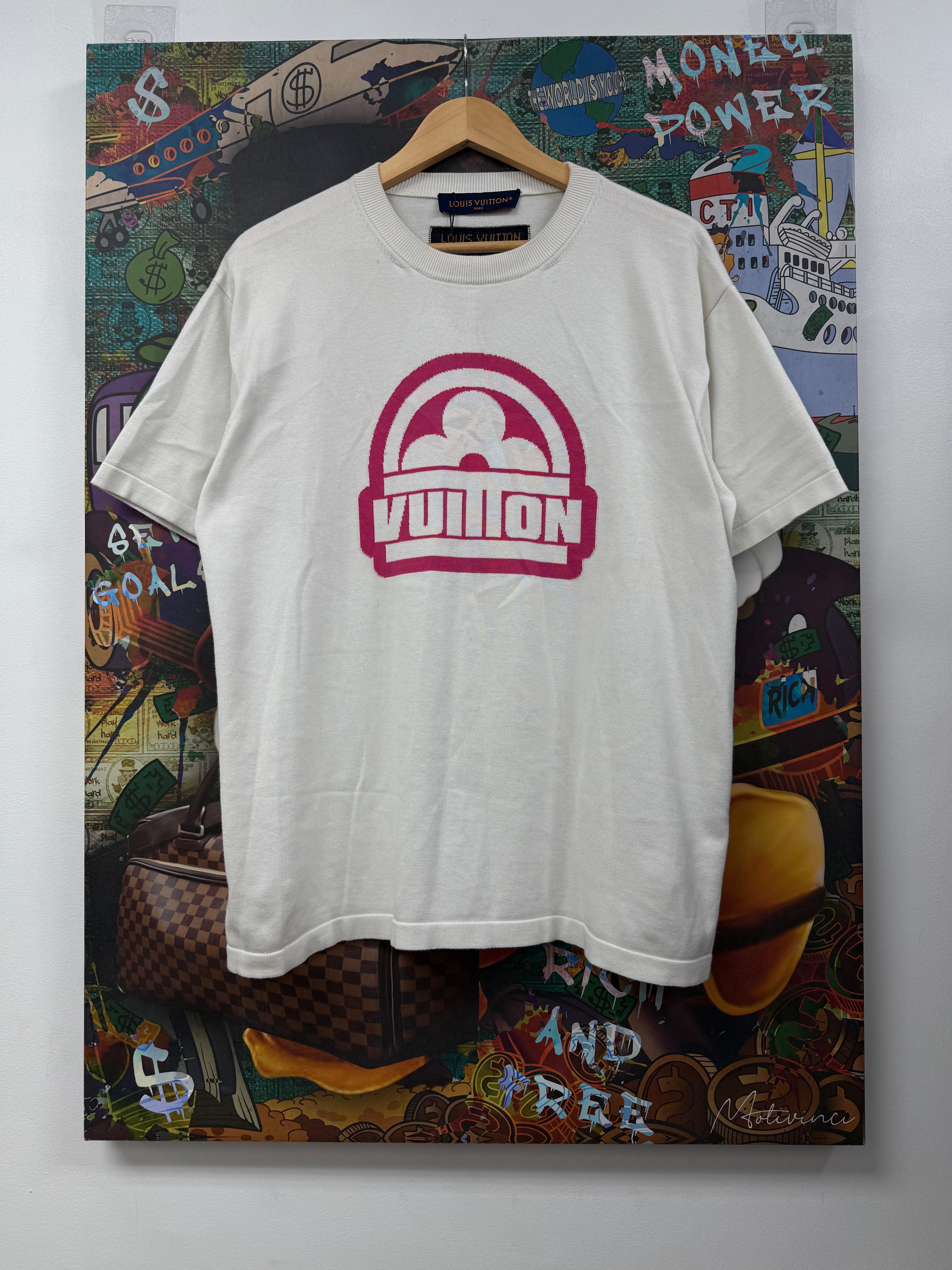 Louis Vuitton White Pink Knit Tee