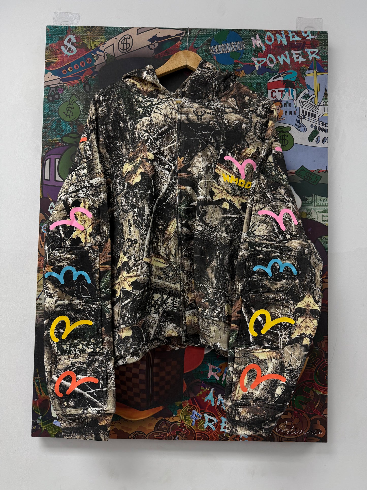 HMDD Tree Camo Zip Up All Over New Large With Tags