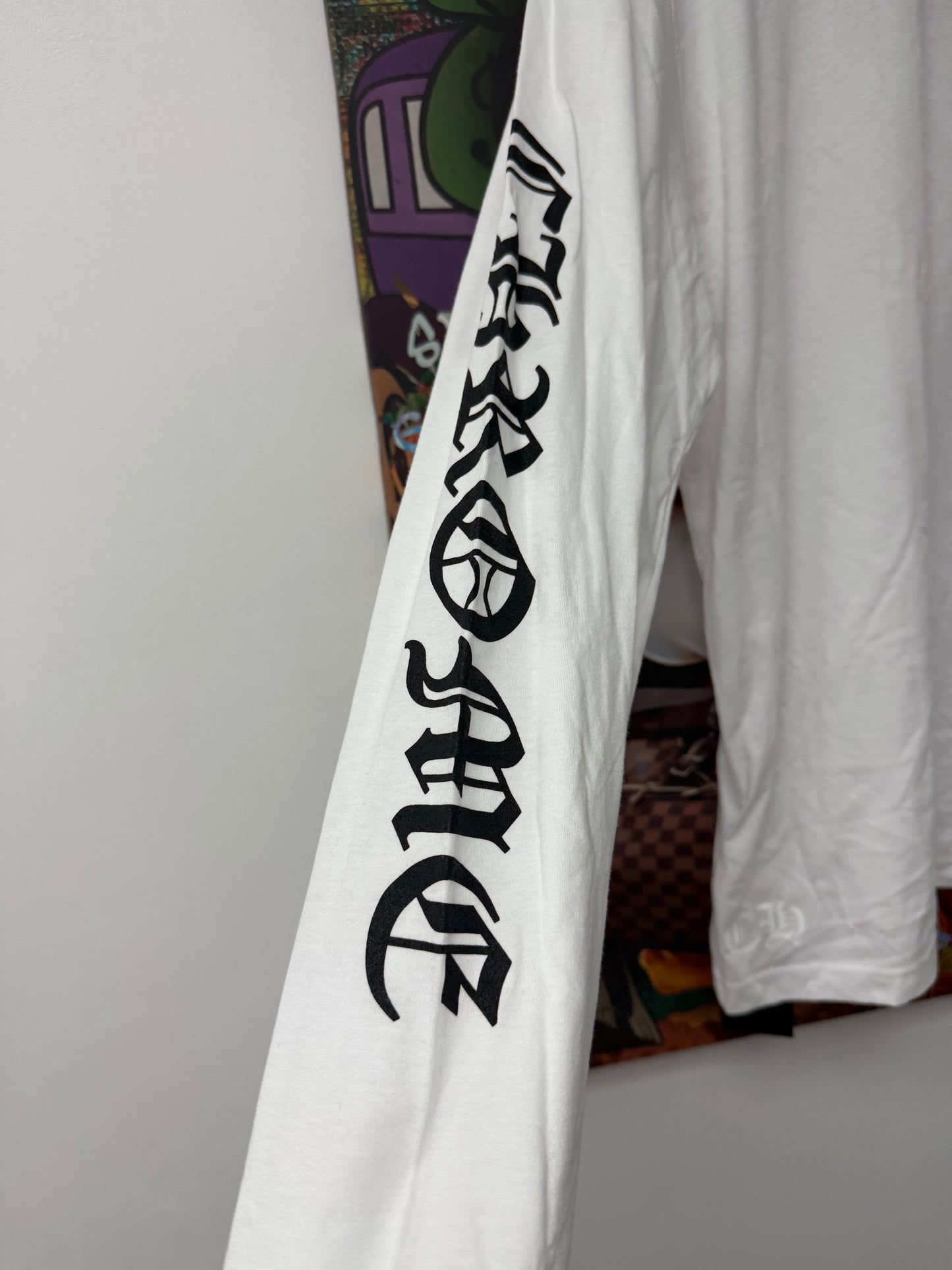 Chrome Hearts LS White Black Neck Logo New XL