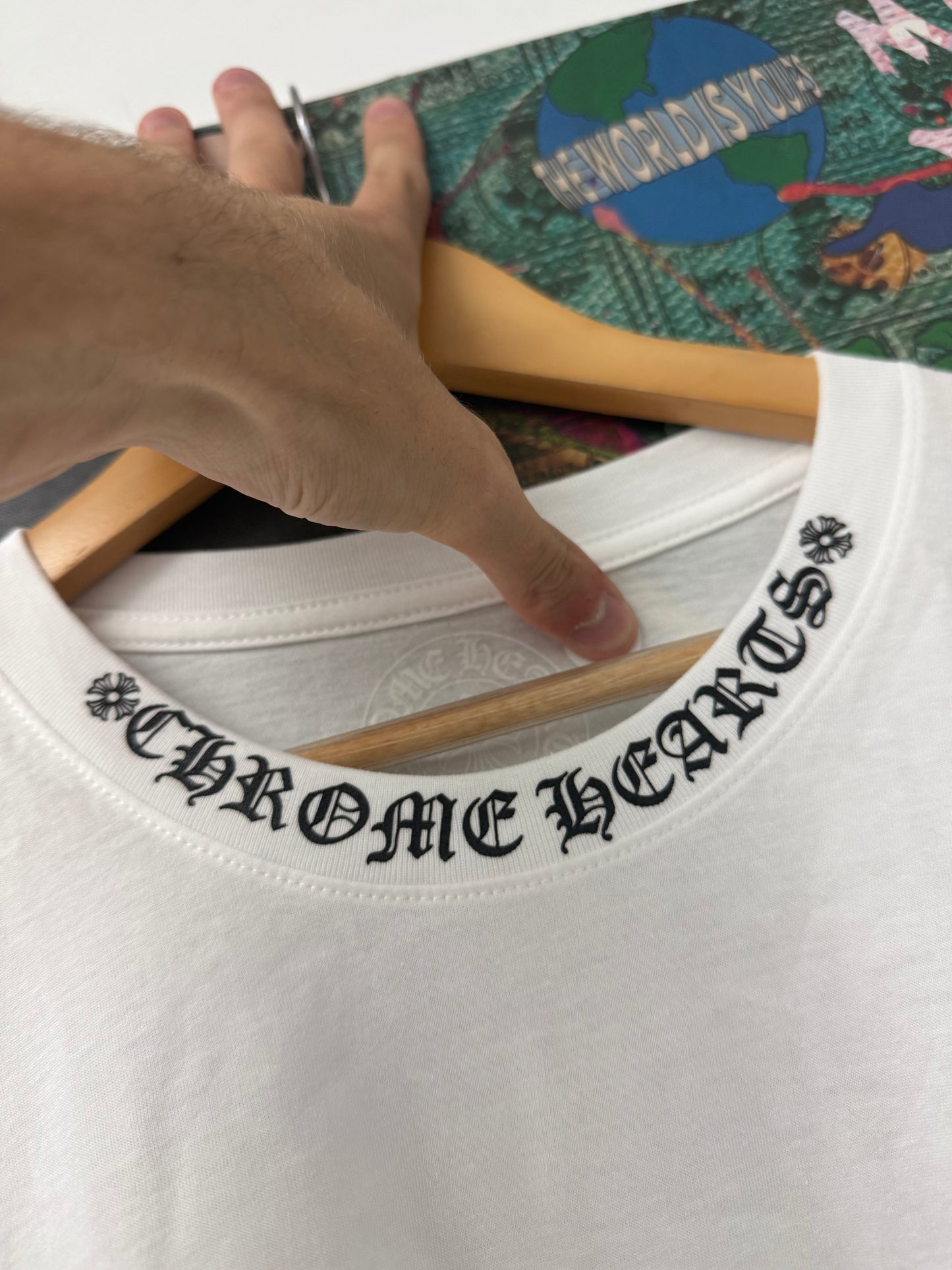 Chrome Hearts LS White Black Neck Logo New XL