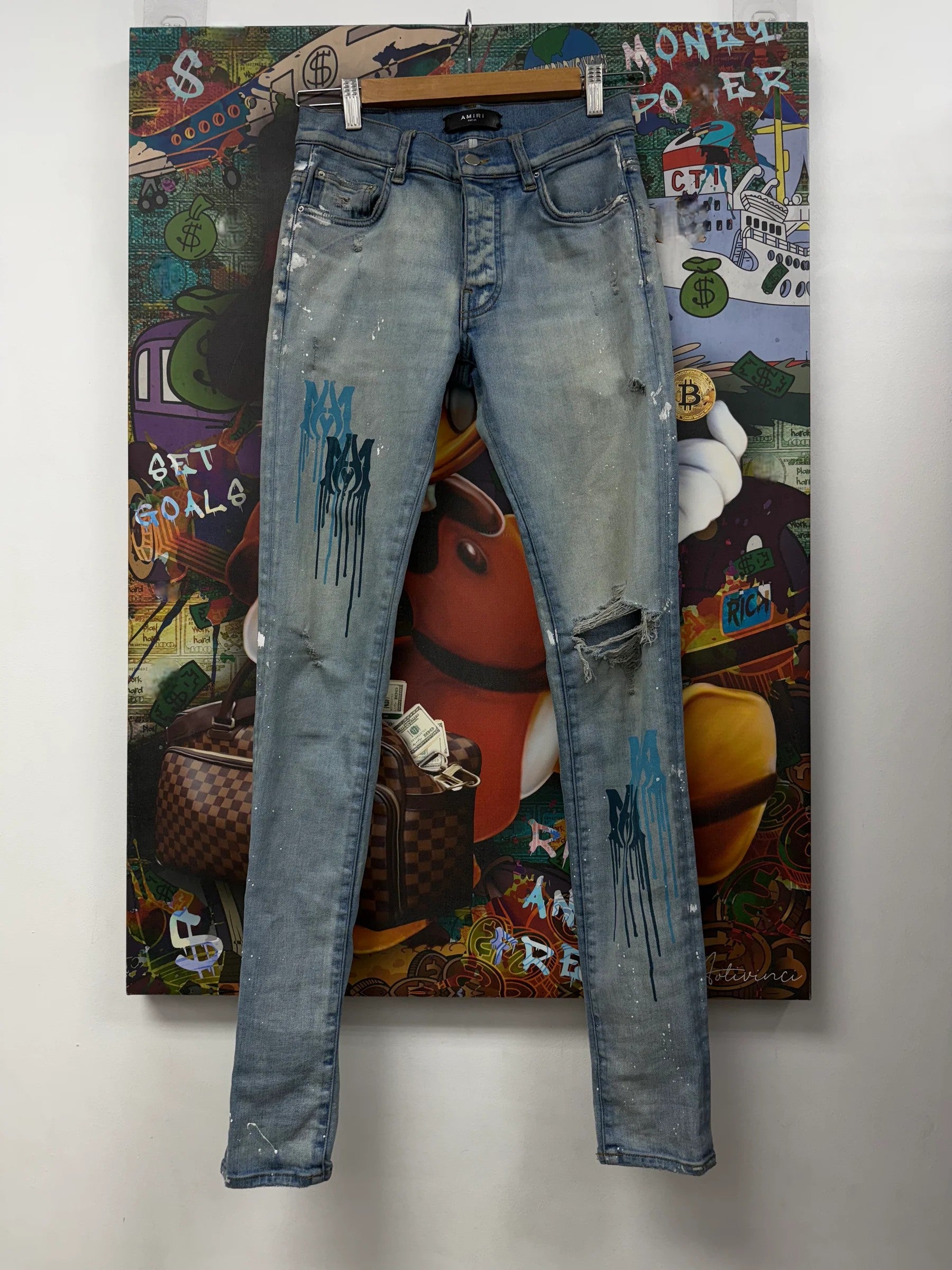 Amiri MA Drip Plain Blue Jeans