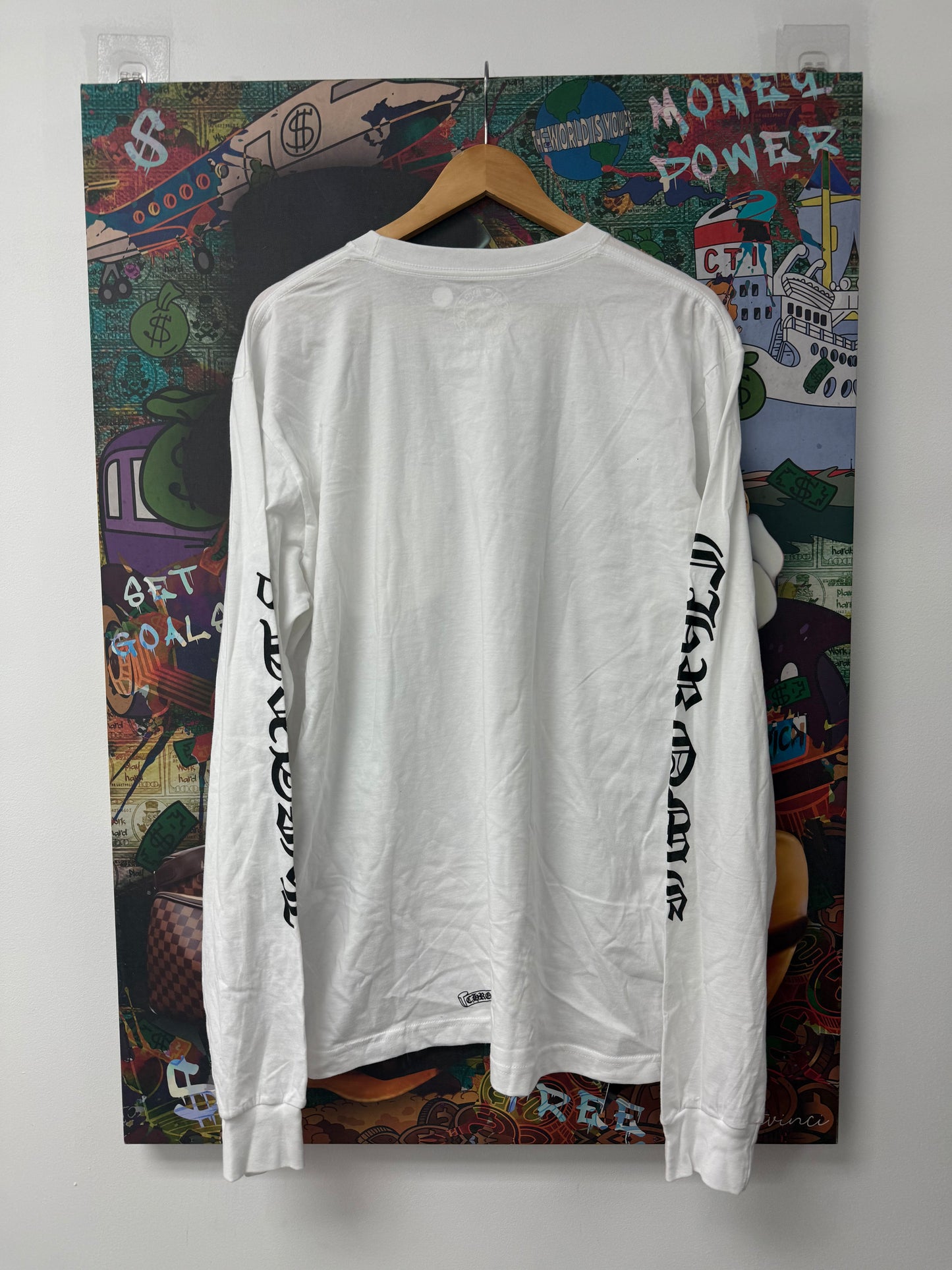 Chrome Hearts LS White Black Neck Logo New XL