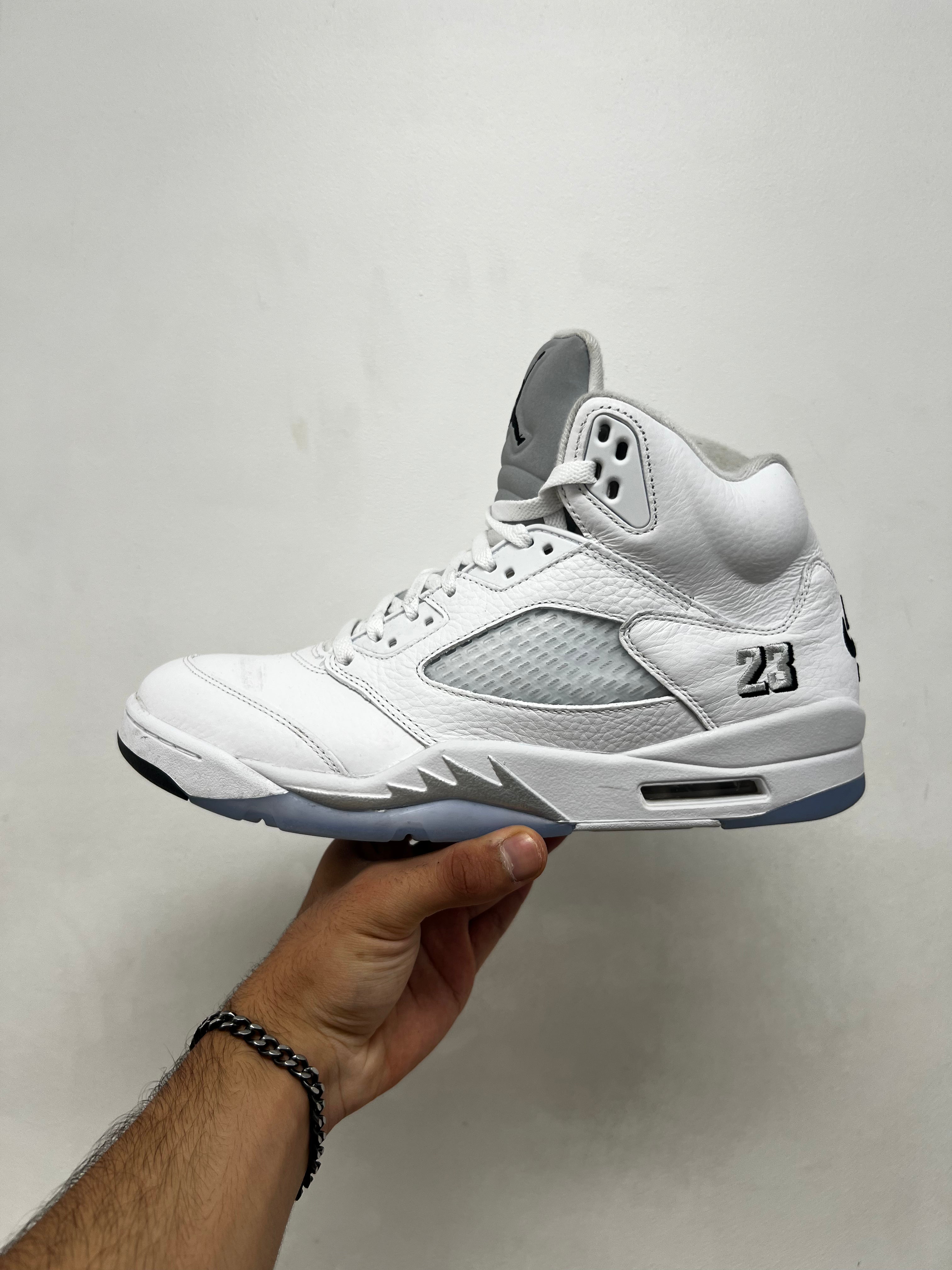 Jordan 5 White Metallic Sneakers