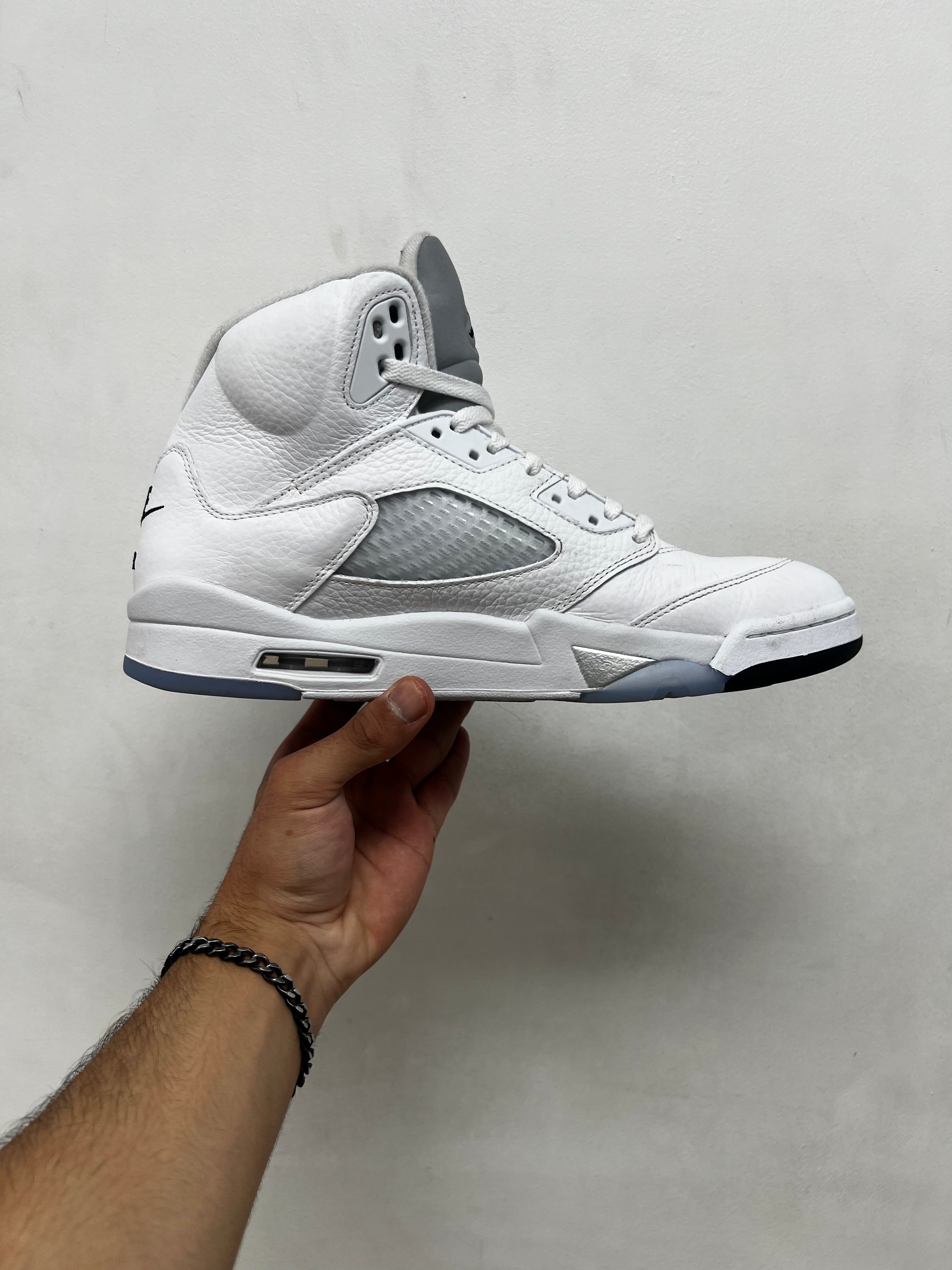 Jordan 5 White Metallic Sneakers