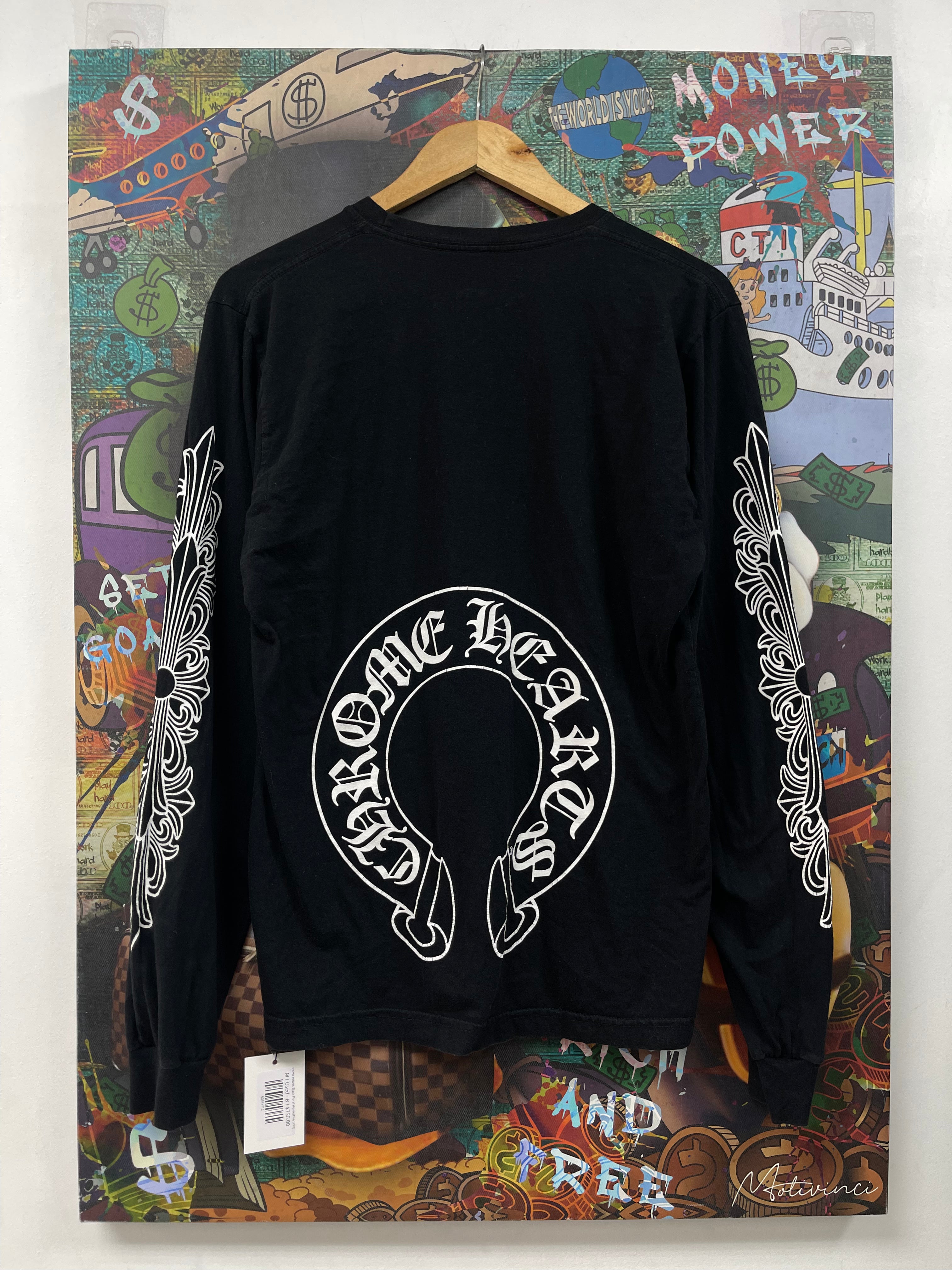 Chrome Hearts Black Floral Horseshoe Long Sleeve