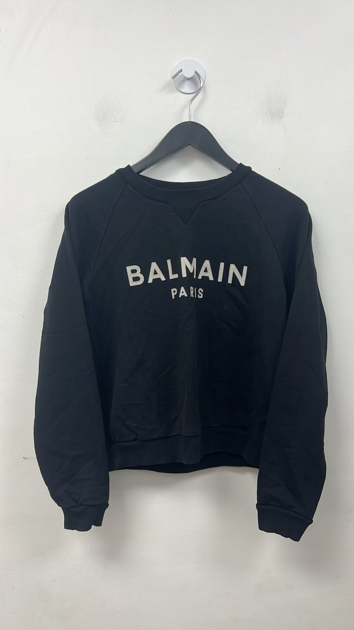Balmain Black Women's Cropped Crewneck