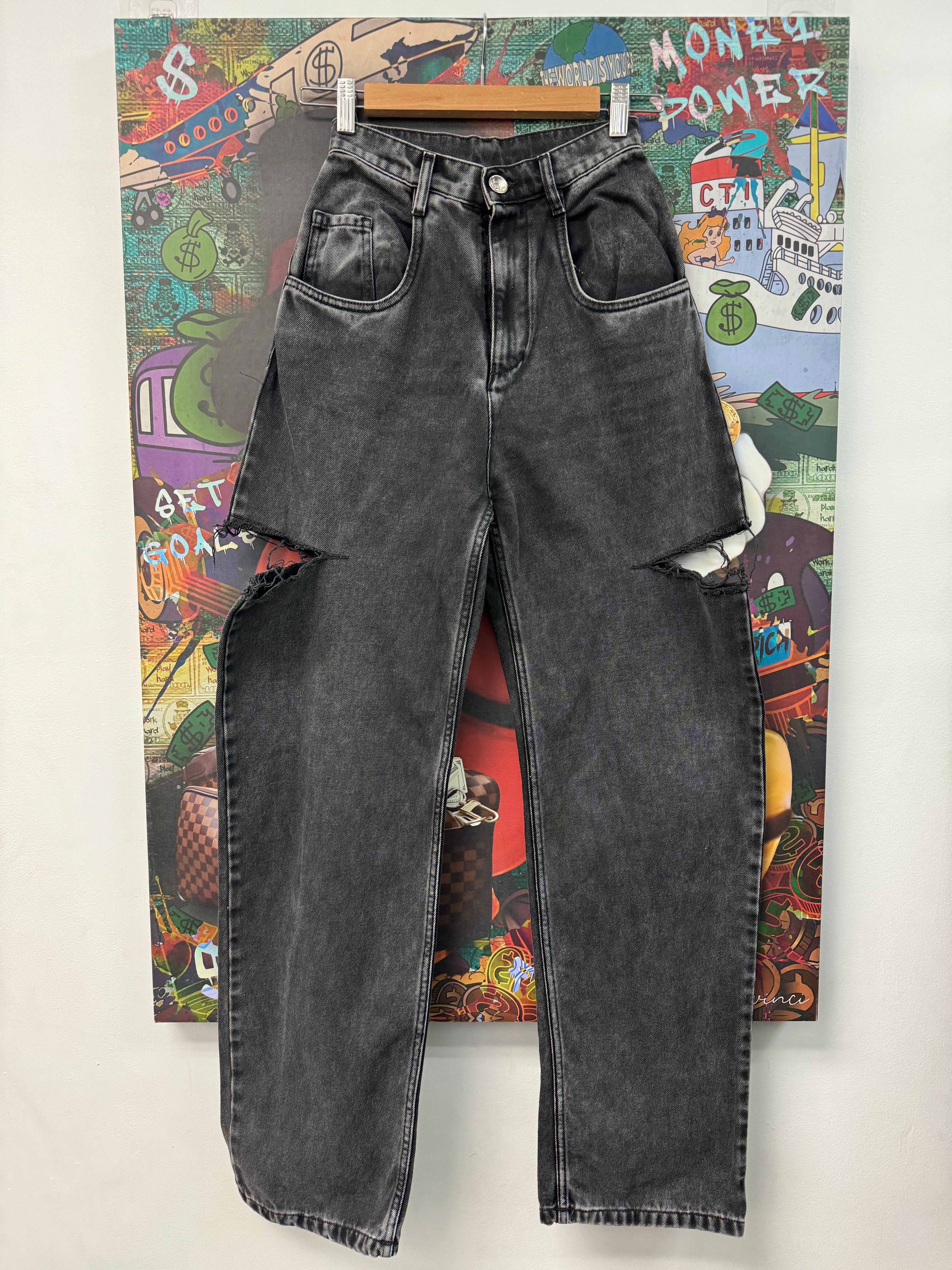 Maison Margiela Black Thigh Rip (Womens) Jeans