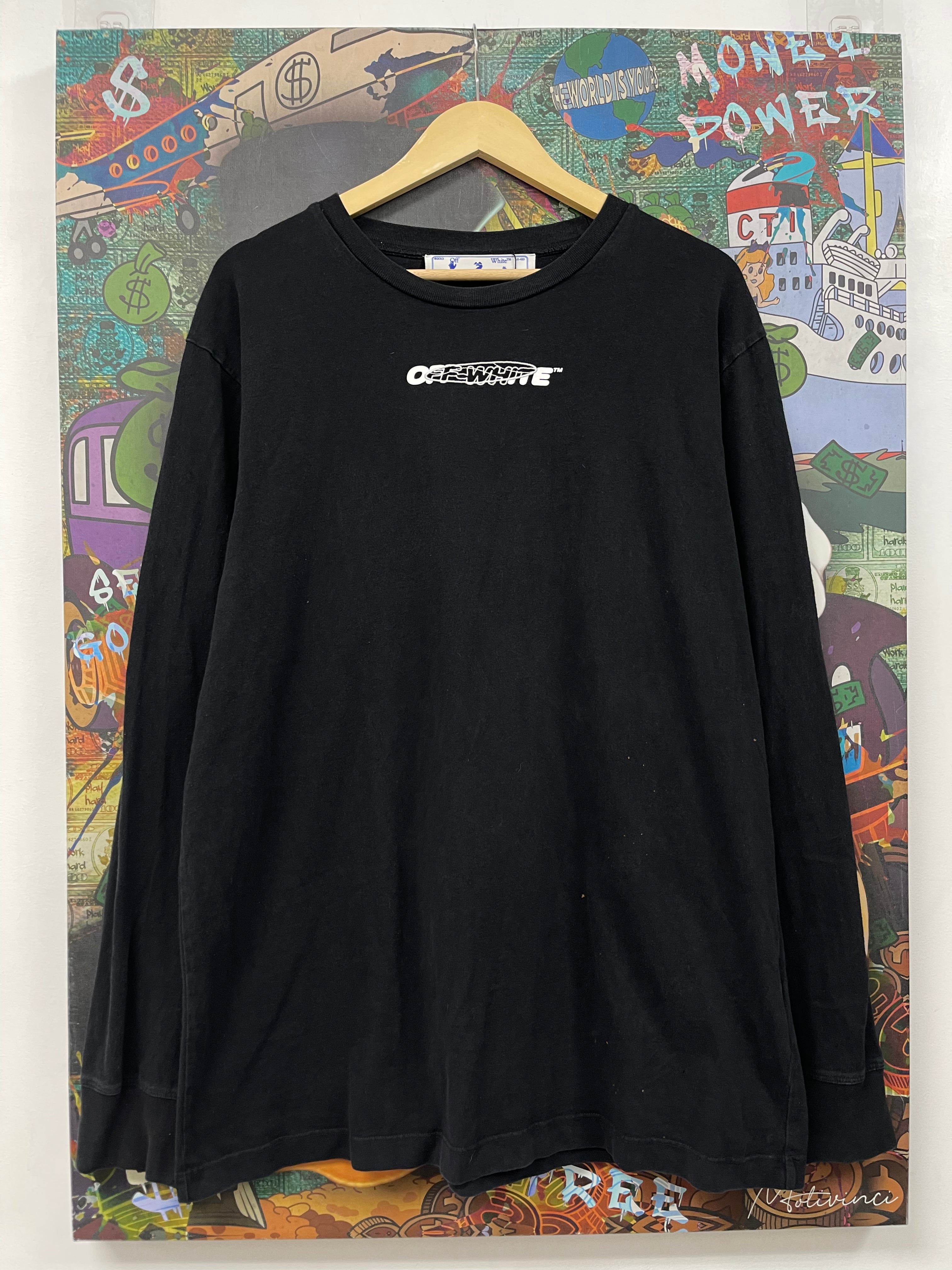 Off White Black Hand Paint (Bleach Stains) Long Sleeve