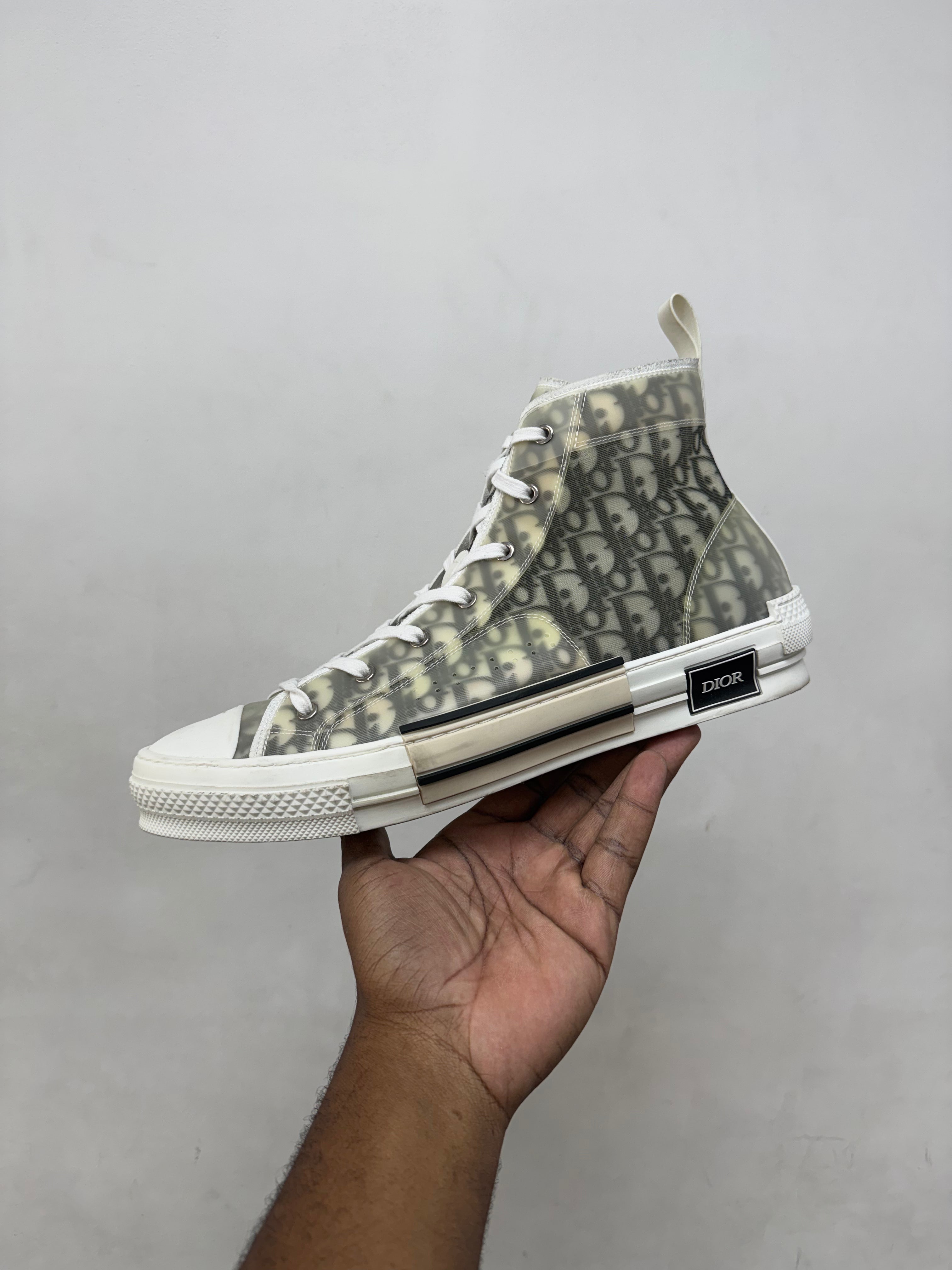 Dior B23 White Oblique Monogram Hi Sneakers