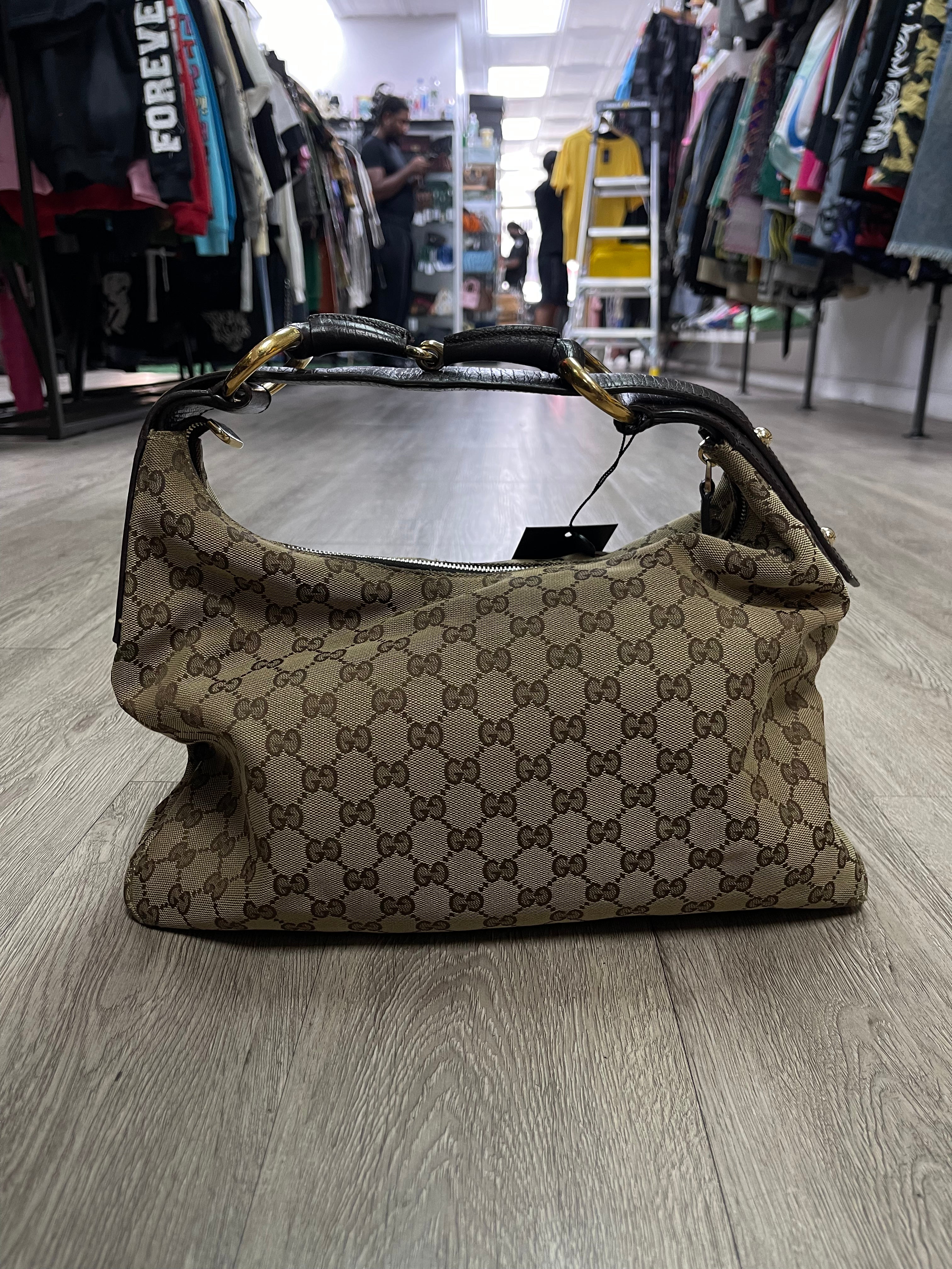 Gucci Brown Monogram Horsebit Bag