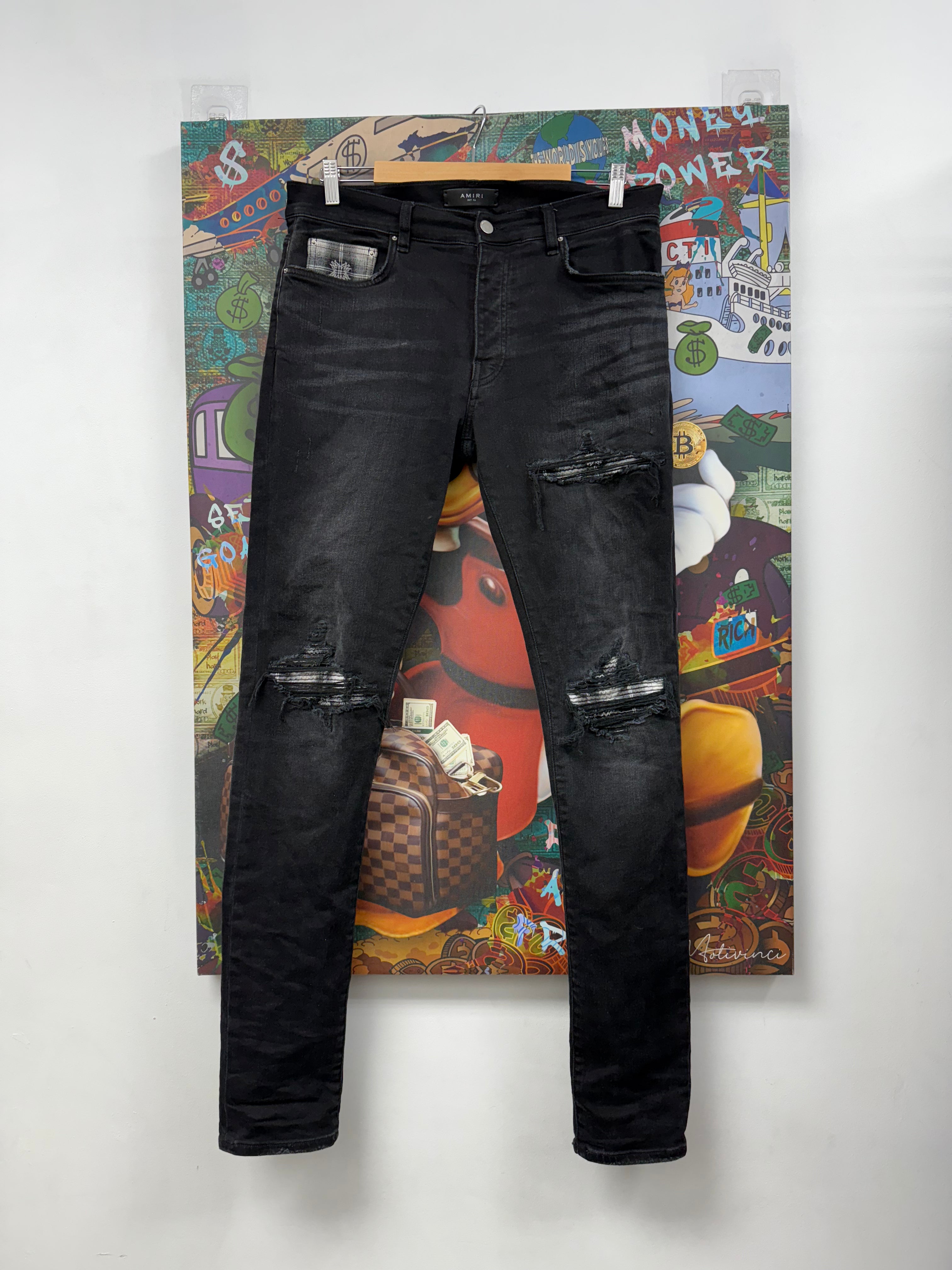 Amiri MX1 Black Wash Quad MA Patch Jeans