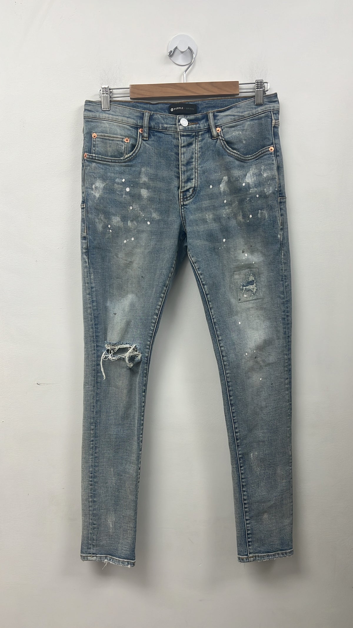 Purple Brand Light Wash Purple Knee Rip Jeans