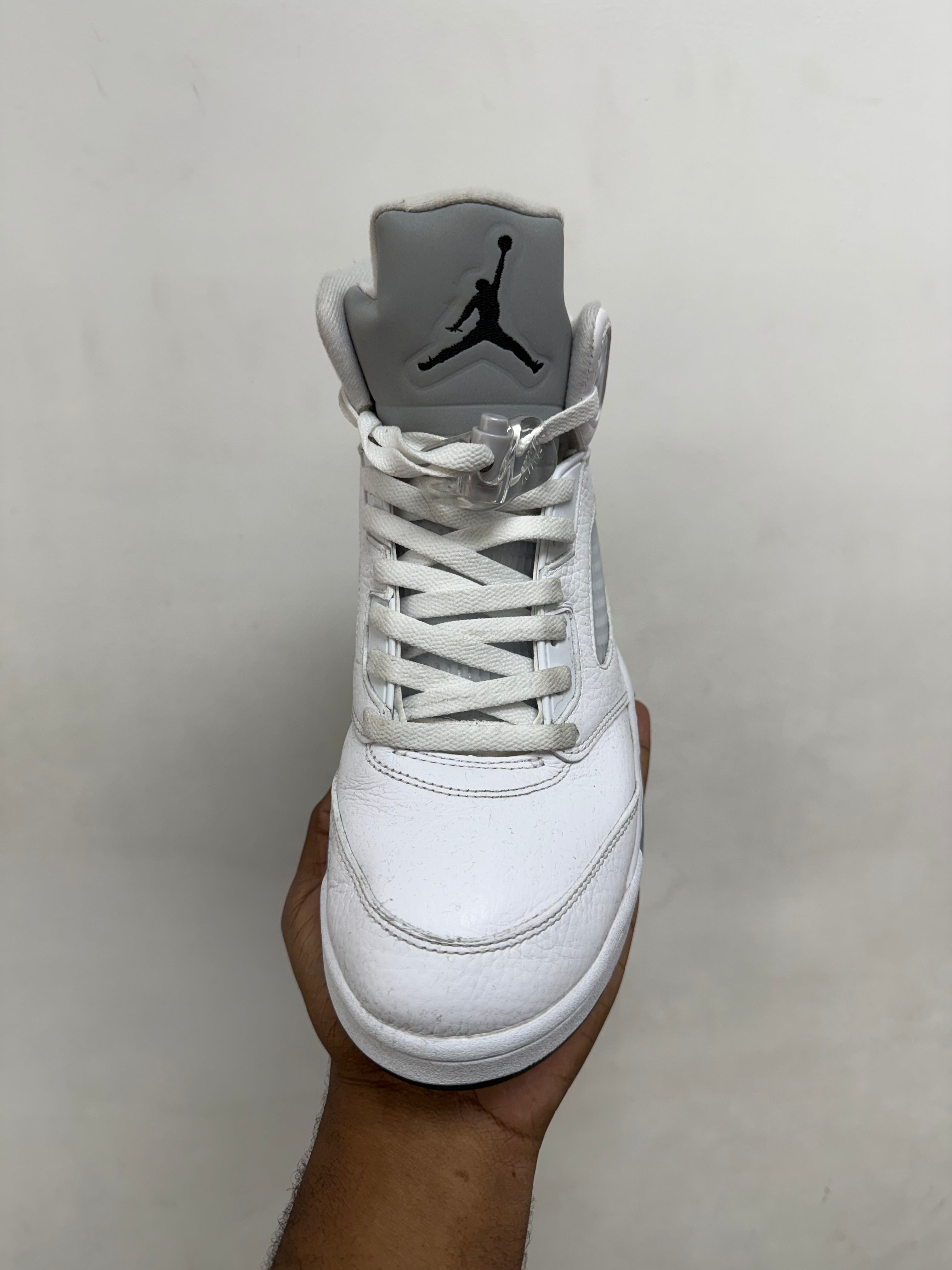 Jordan 5 White Metallic Sneakers