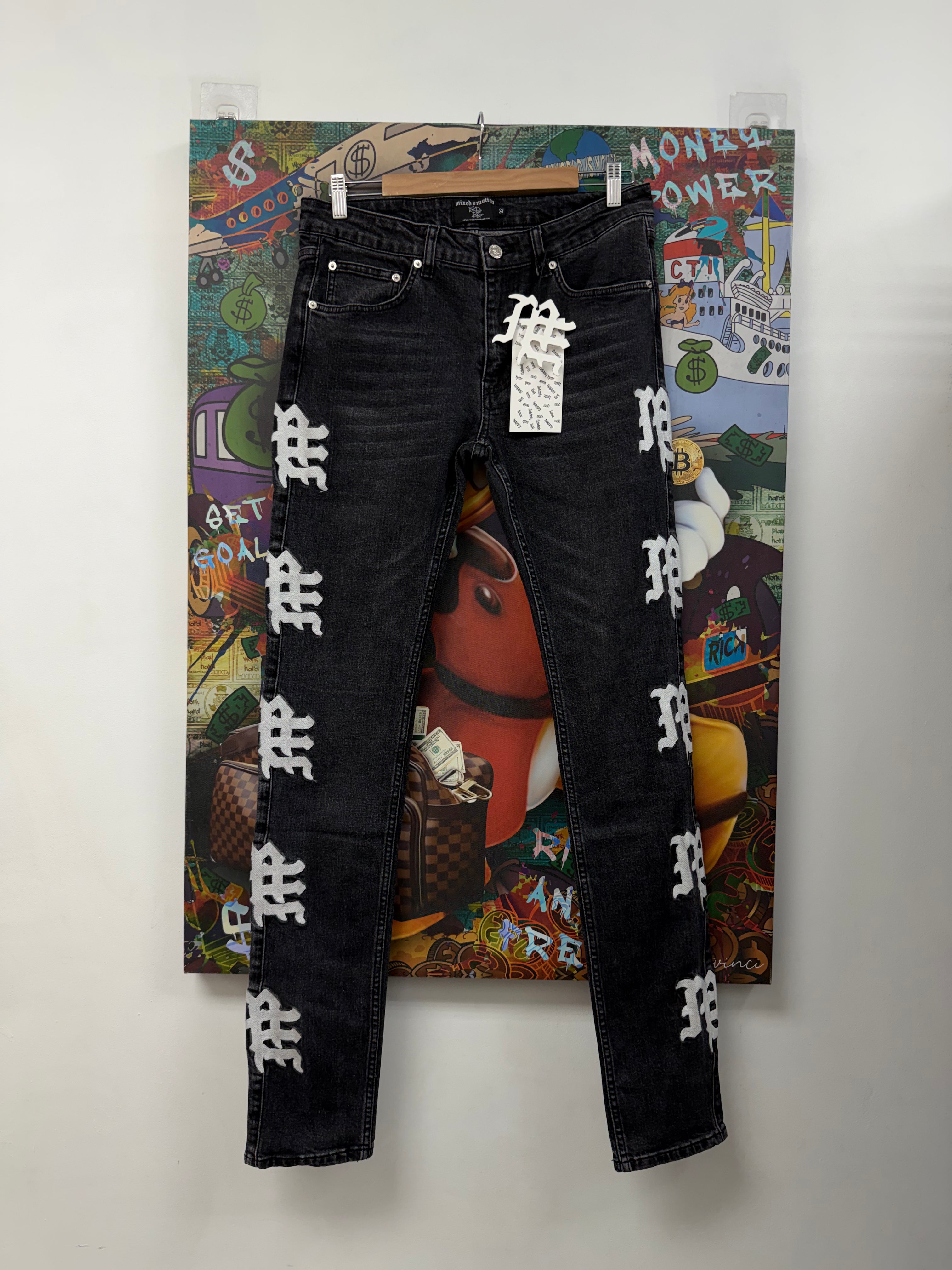 Mixed Emotions Black White ME Jeans