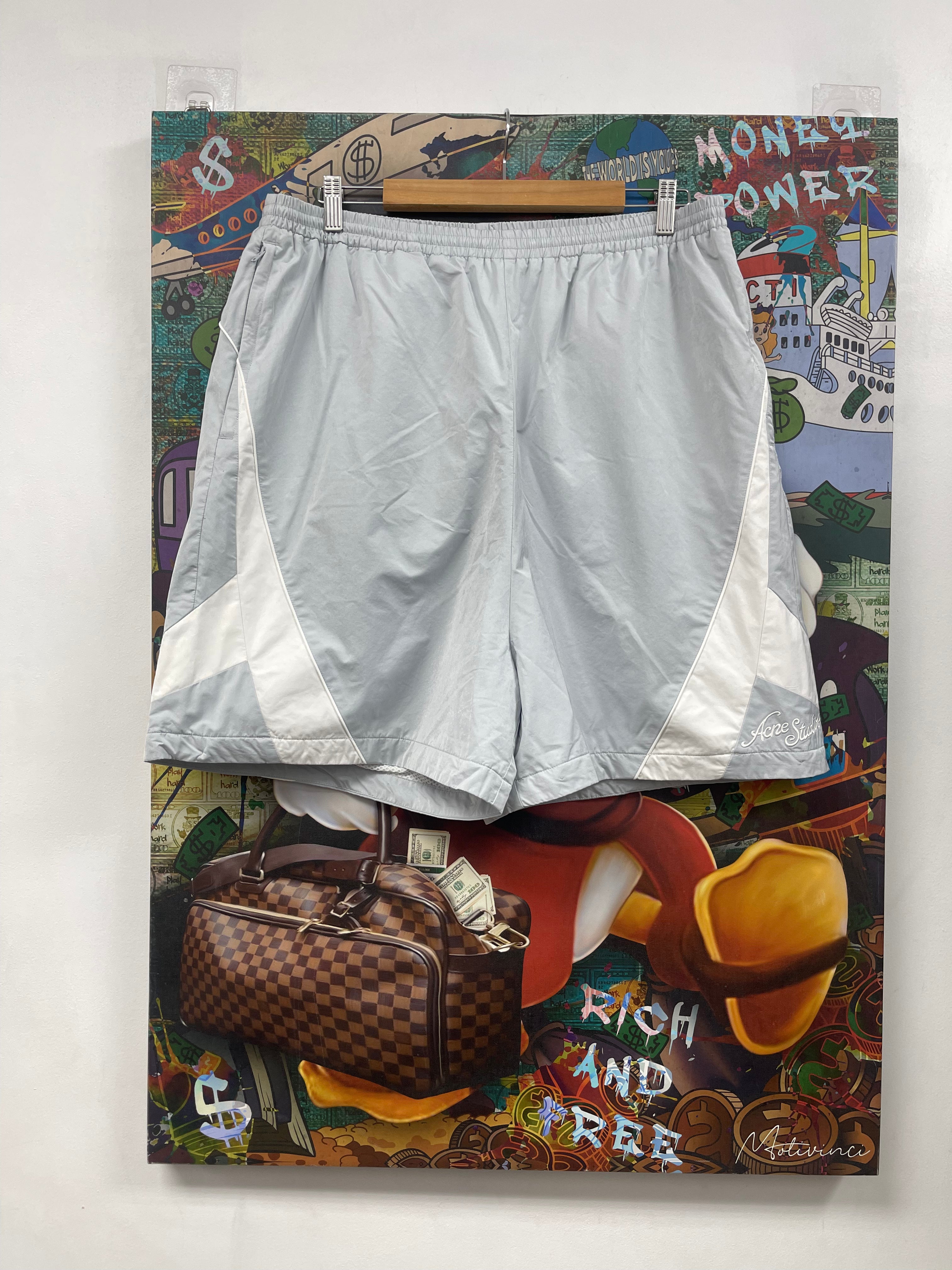 Acne Studios Grey White Embroidered Shorts