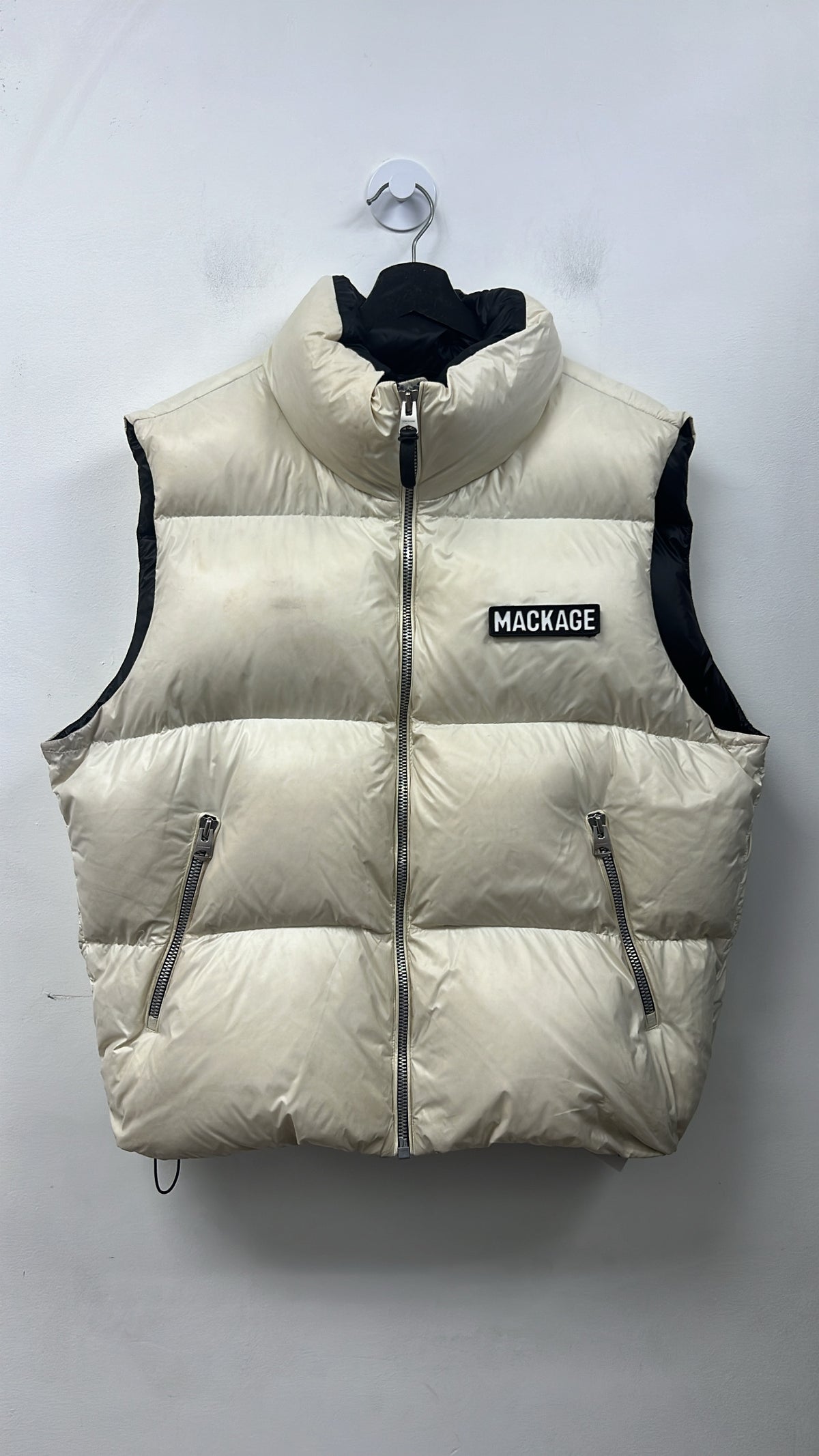Mackage White Black Small Logo Vest
