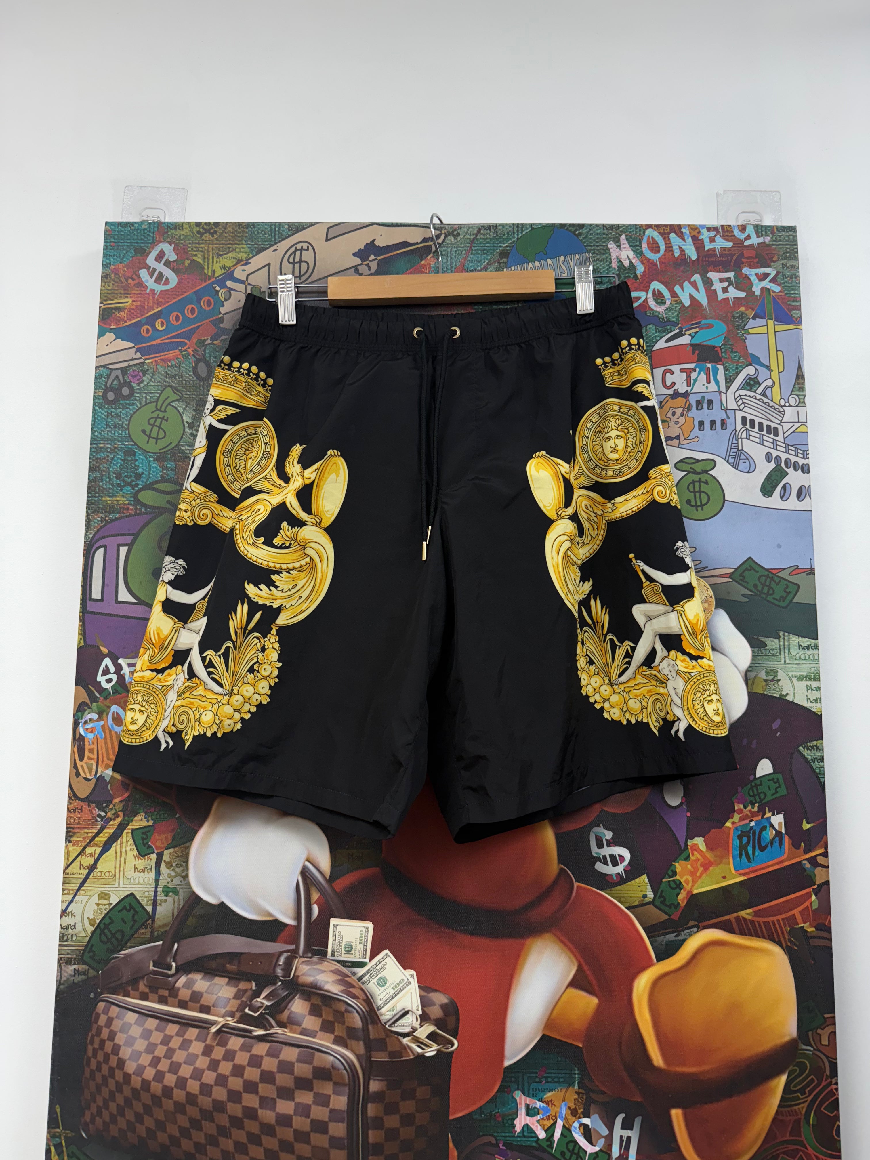 Versace Black Gold Medusa Swim Trunks