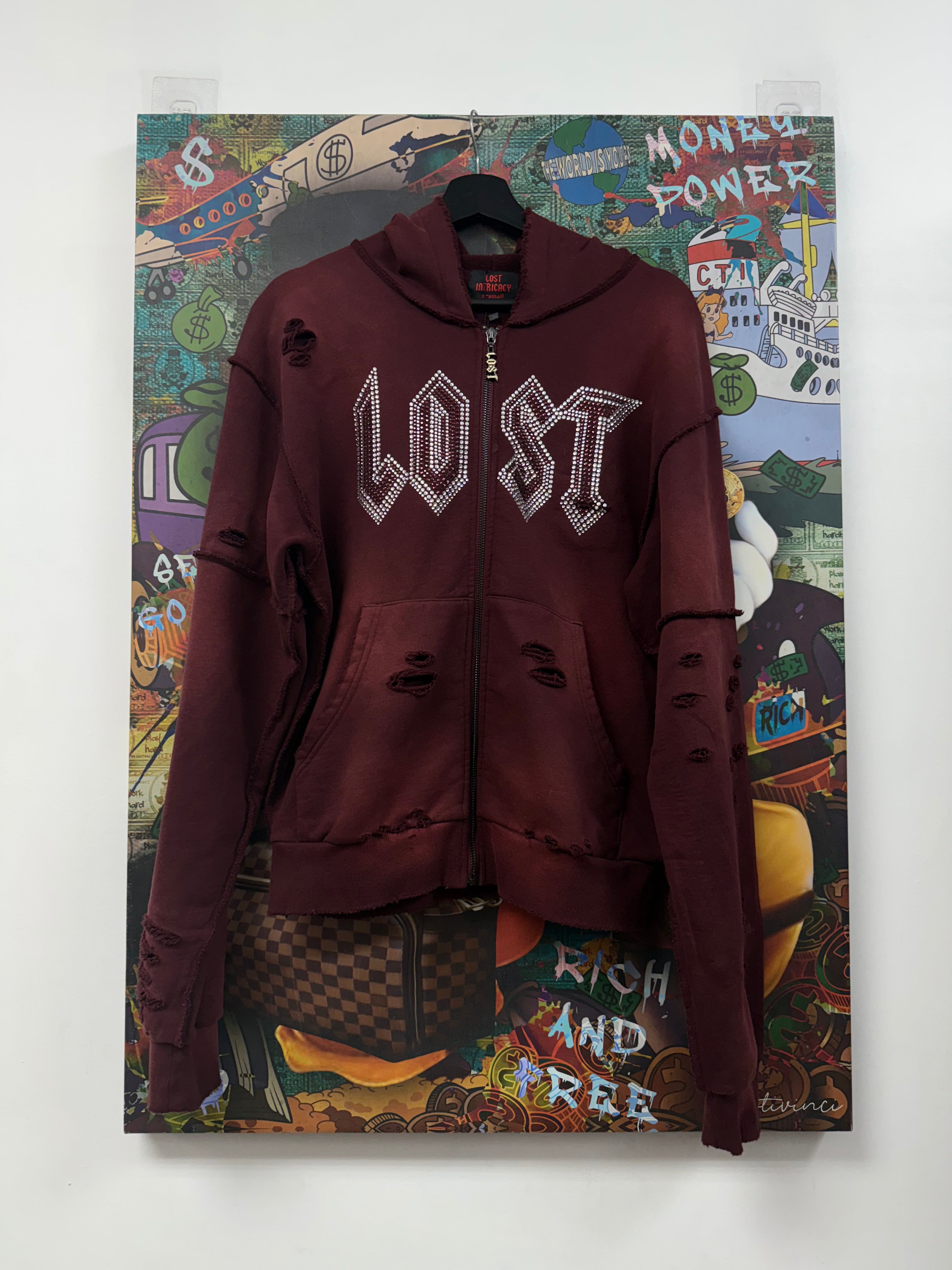 Lost Intricacy Burgundy Zip Up
