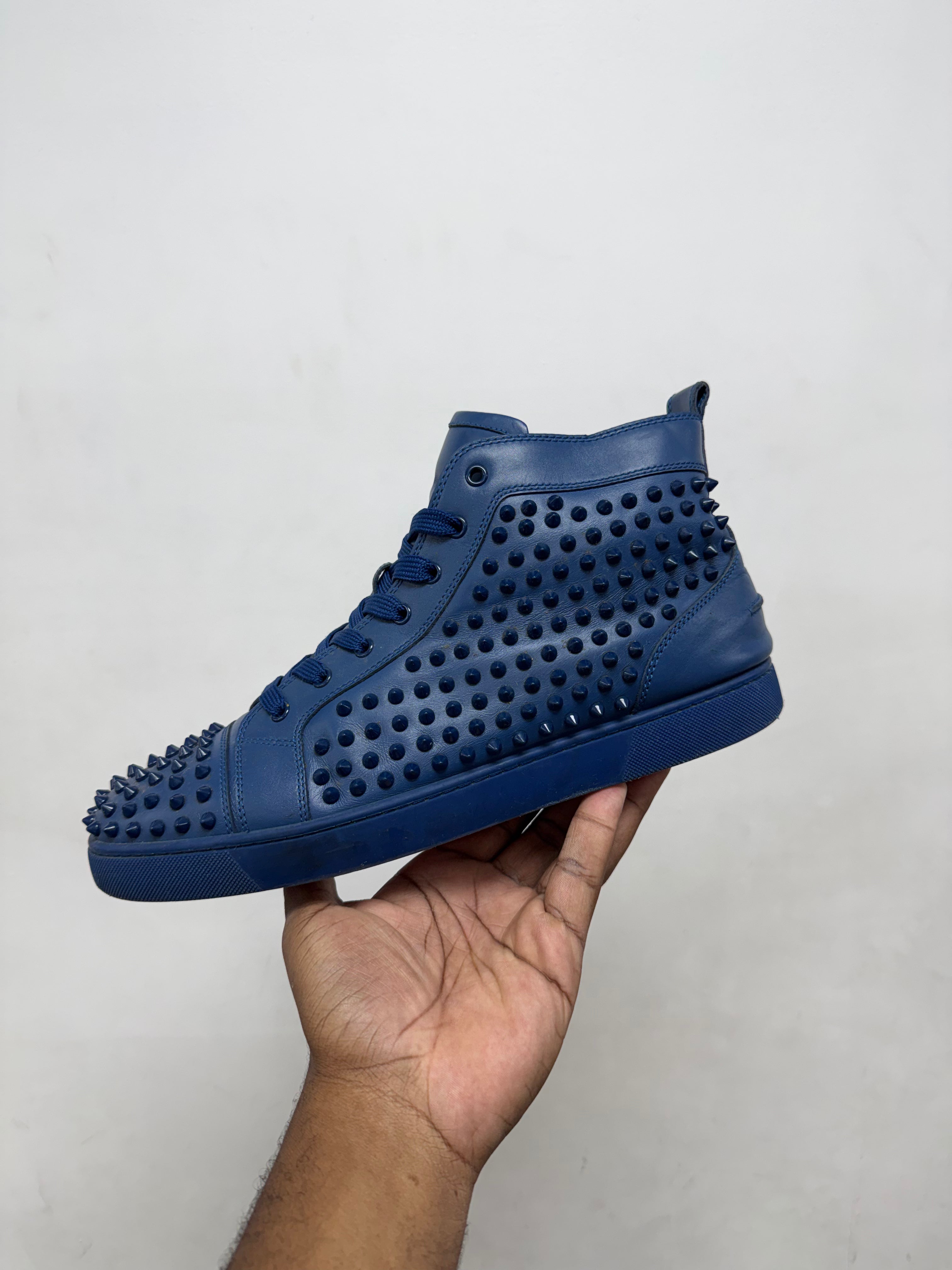 Christian Louboutin Navy Spike Hi Sneakers