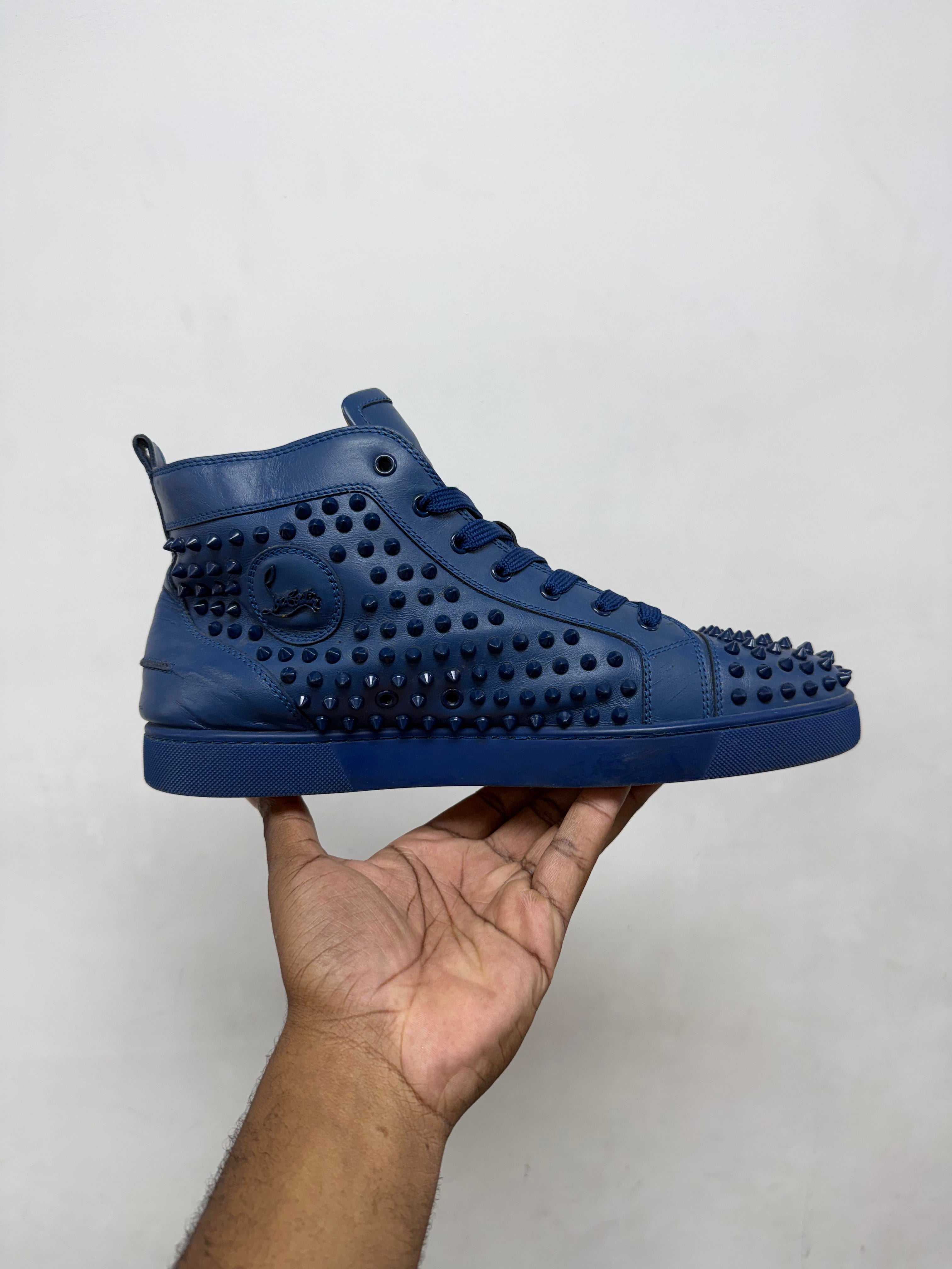 Christian Louboutin Navy Spike Hi Sneakers