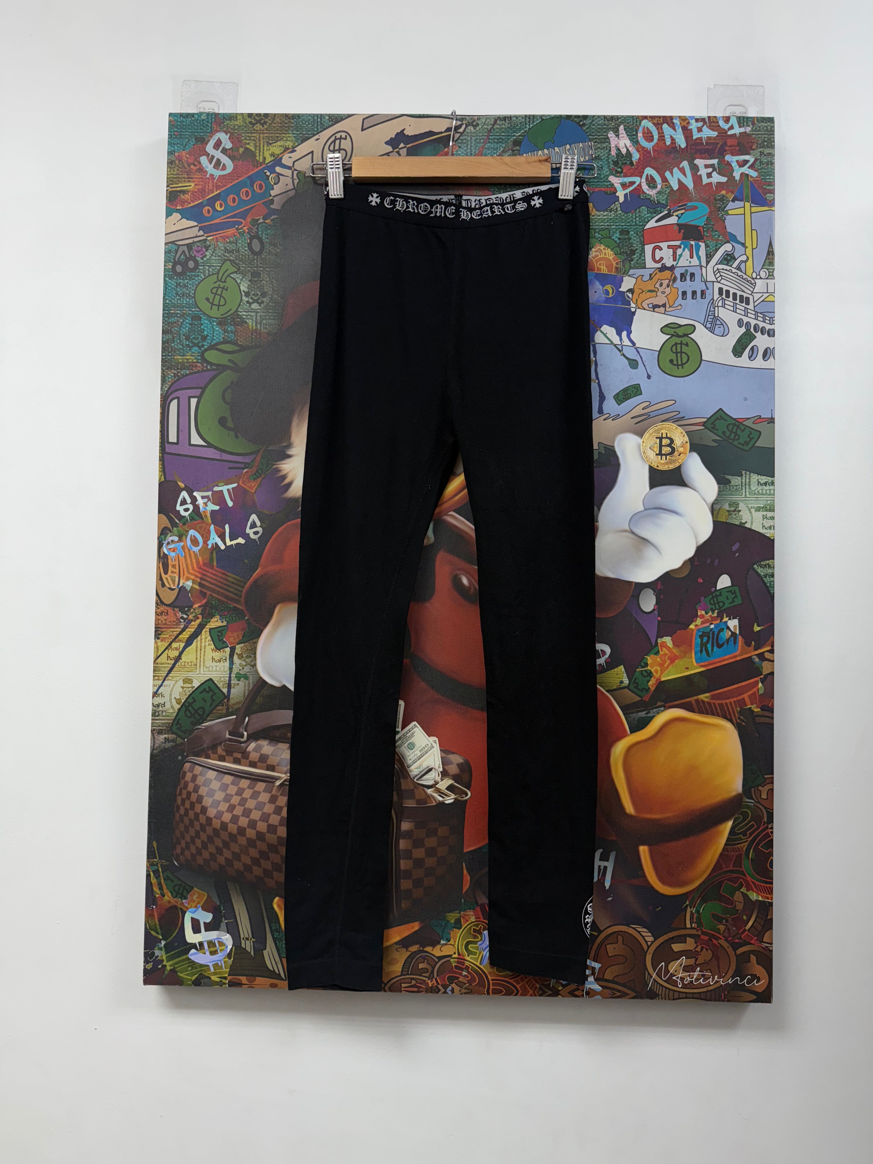 Chrome Hearts Black Horseshoe Leggings