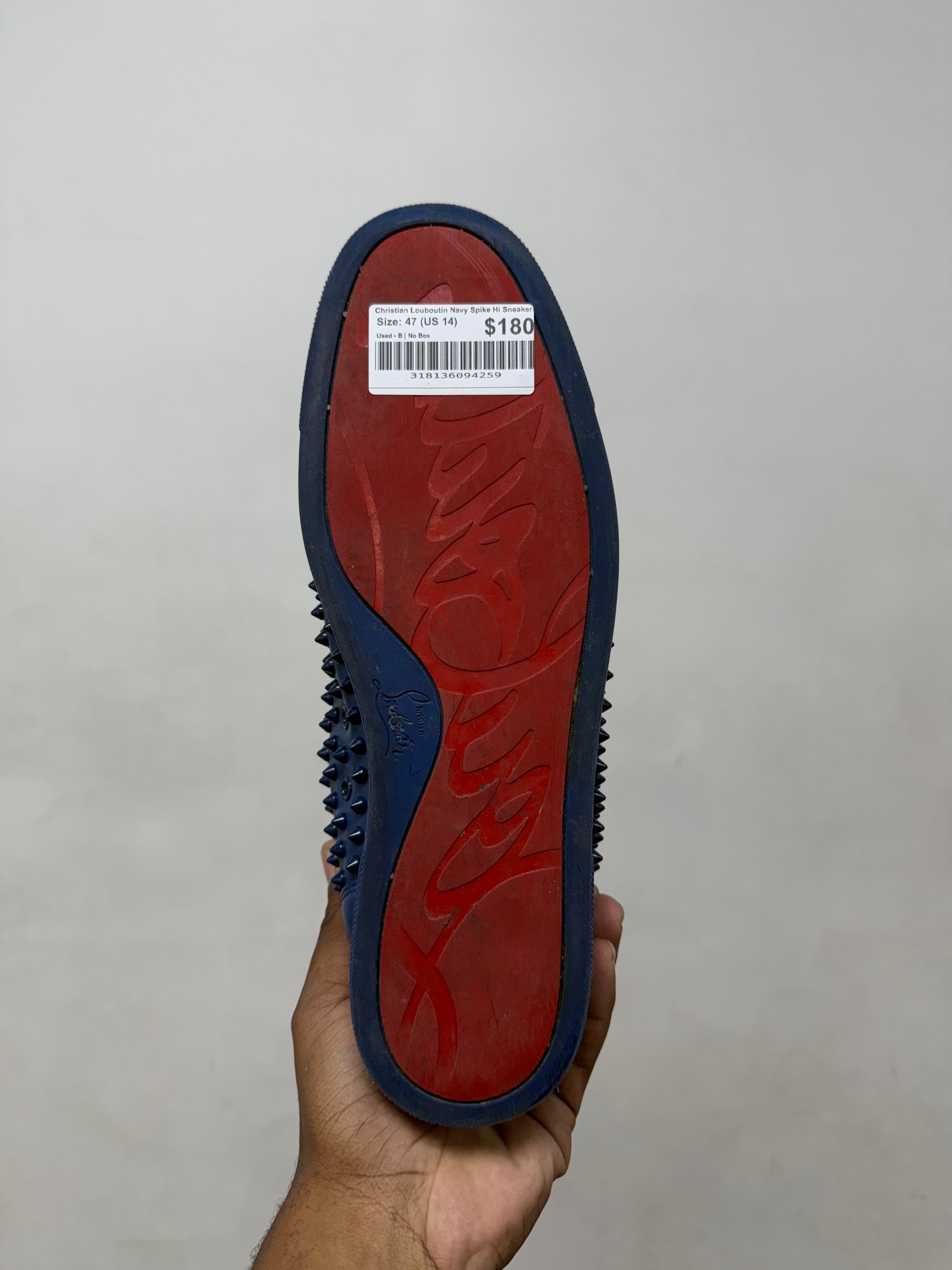 Christian Louboutin Navy Spike Hi Sneakers