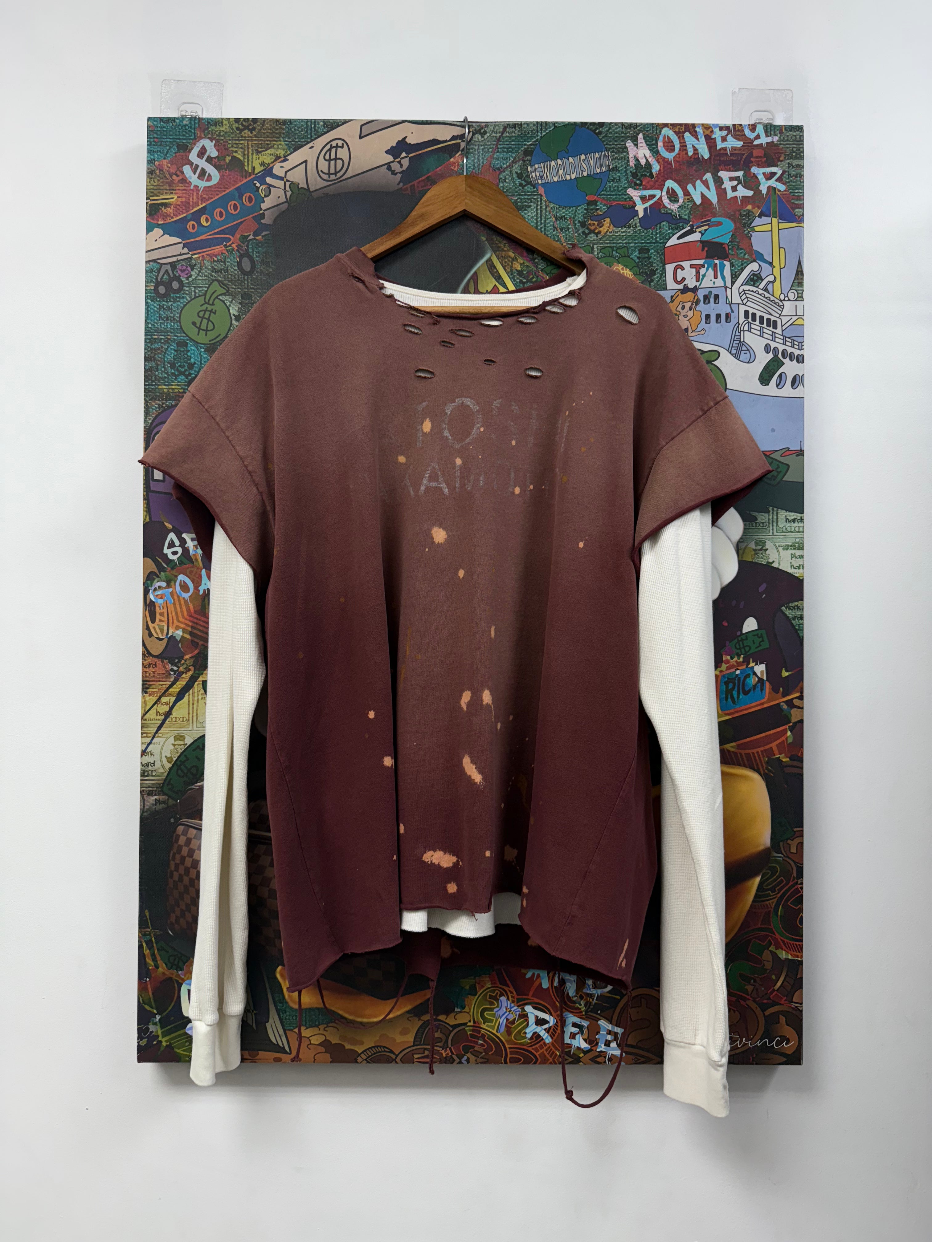 Satoshi Nakamoto Burgundy Distressed Long Sleeve Thermal