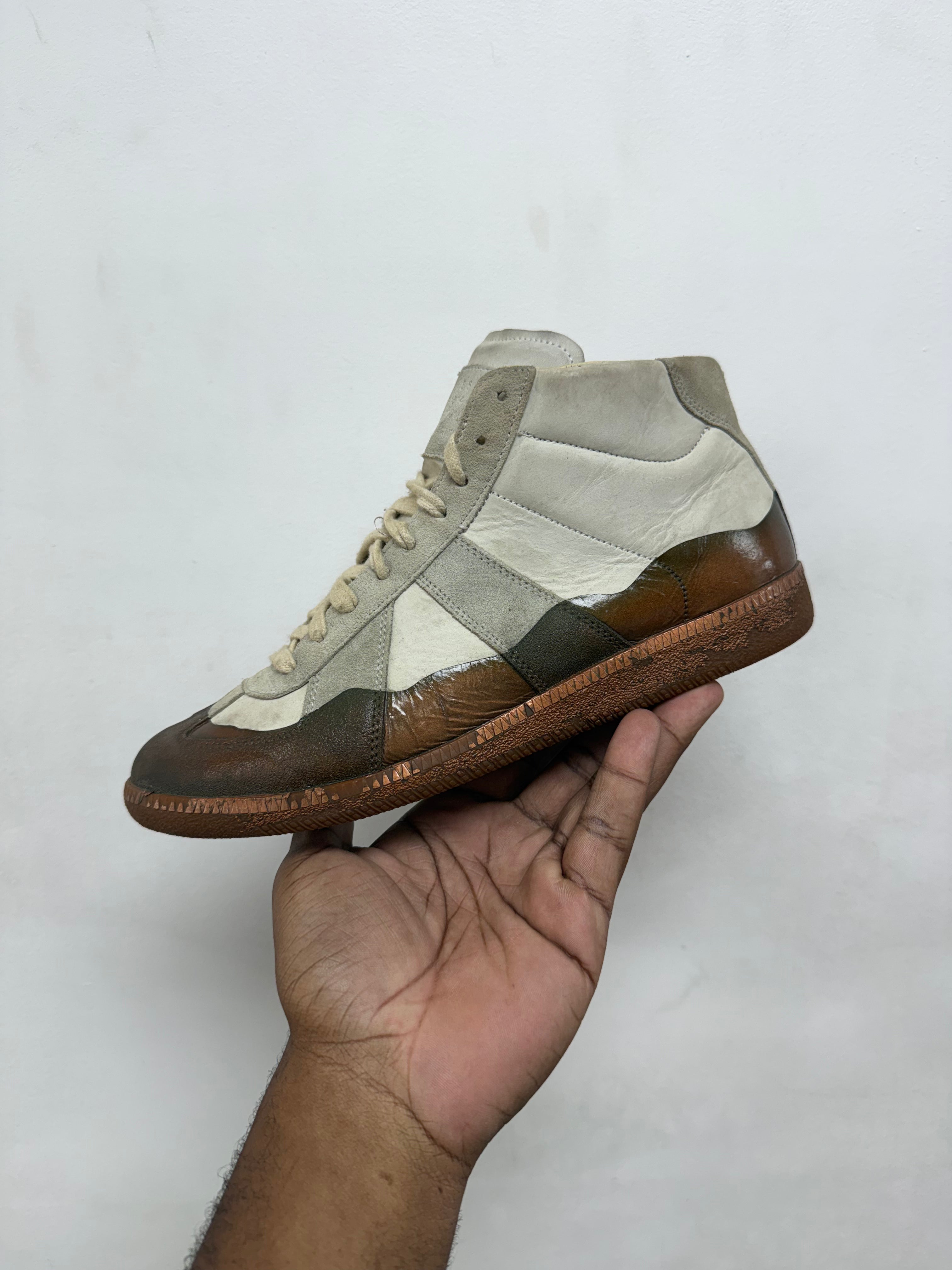 Maison Margiela Cream Brown Tape Gats Sneakers