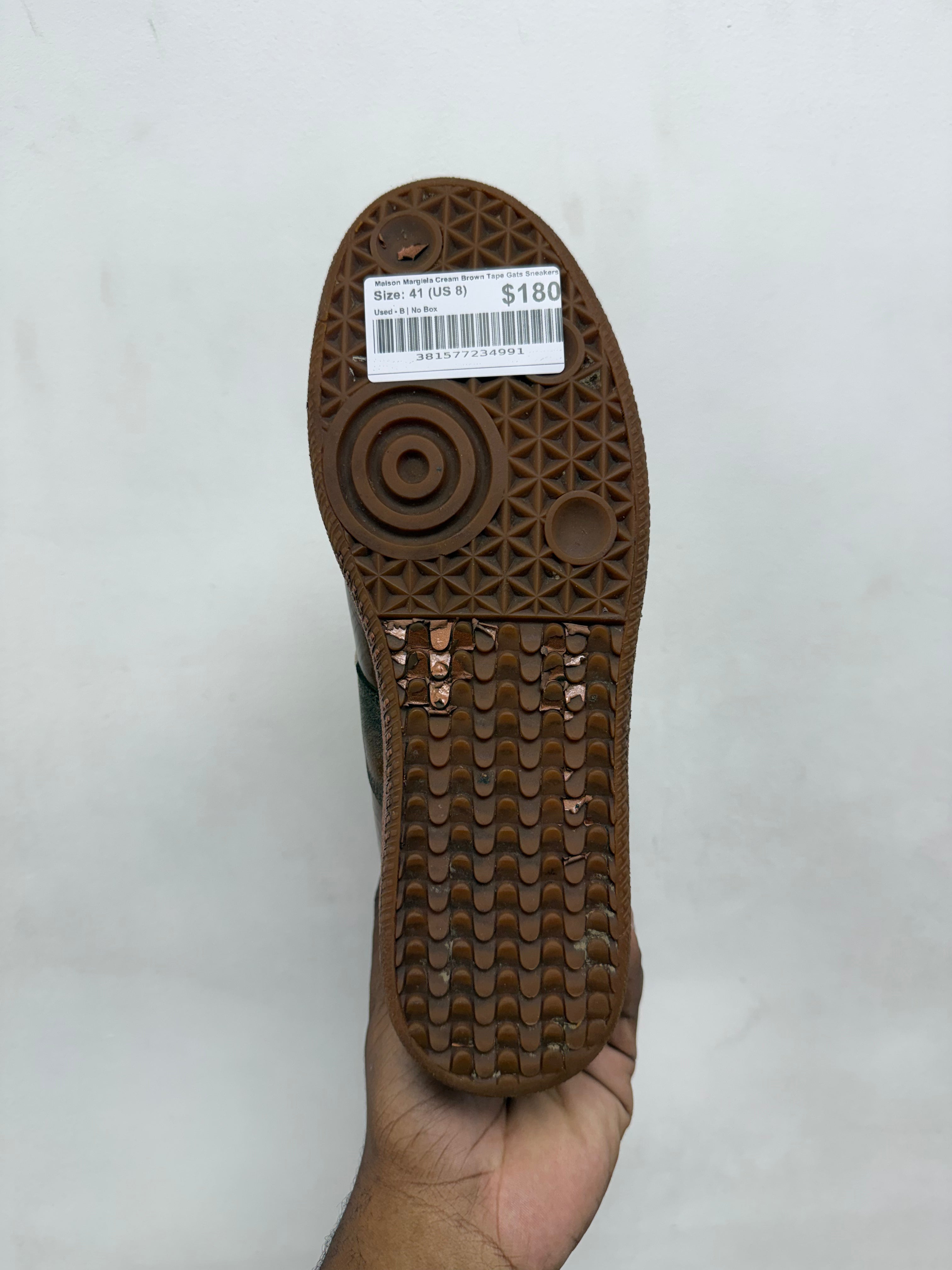 Maison Margiela Cream Brown Tape Gats Sneakers