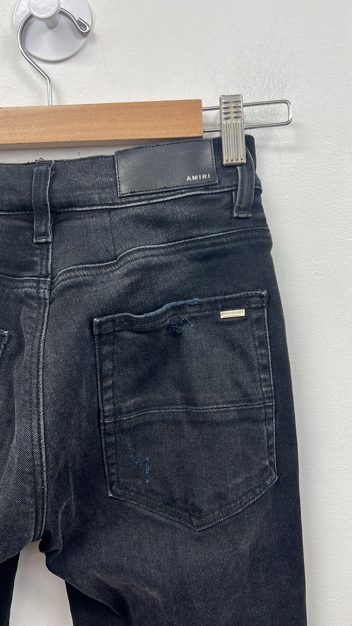 Amiri Black Mx1 Blue Crackle Patch Jeans