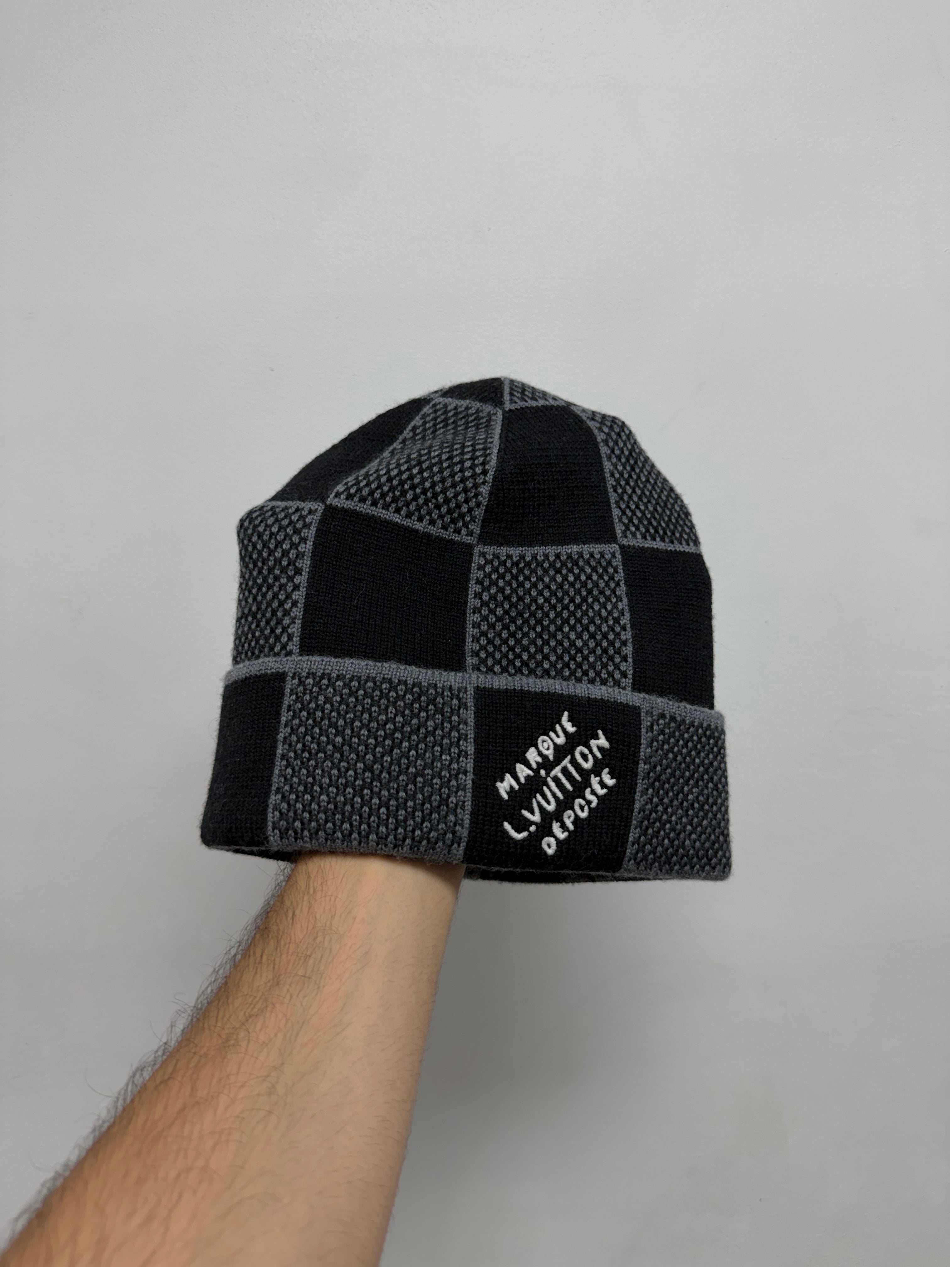Louis Vuitton Black Damier Marque Beanie