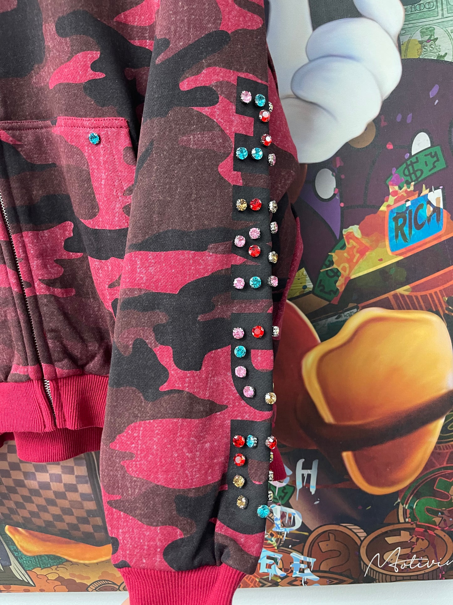 HMDD Studded Zip Up Red New With Tags