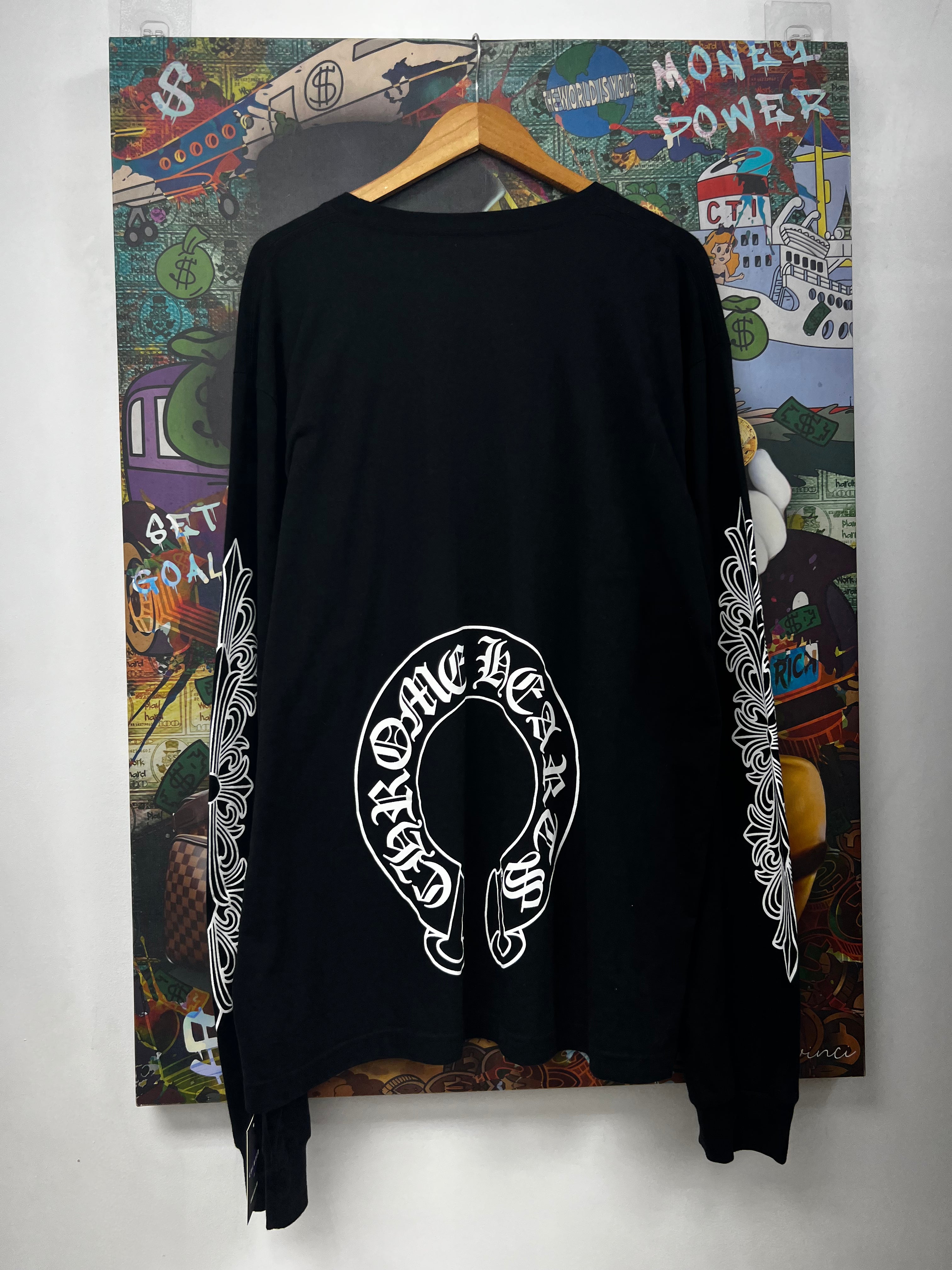 Chrome Hearts Black Floral Horseshoe Long Sleeve