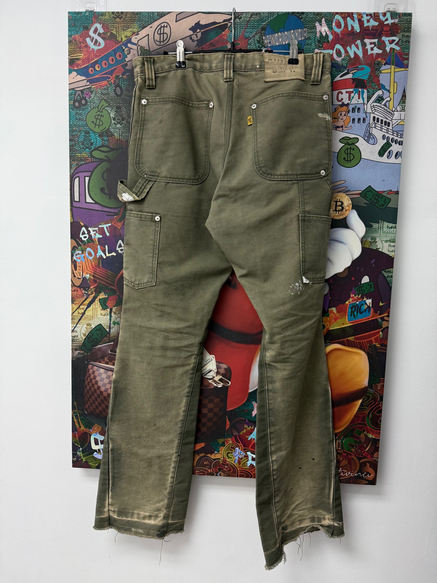 Gallery Dept Olive Paint Splatter Flares Used
