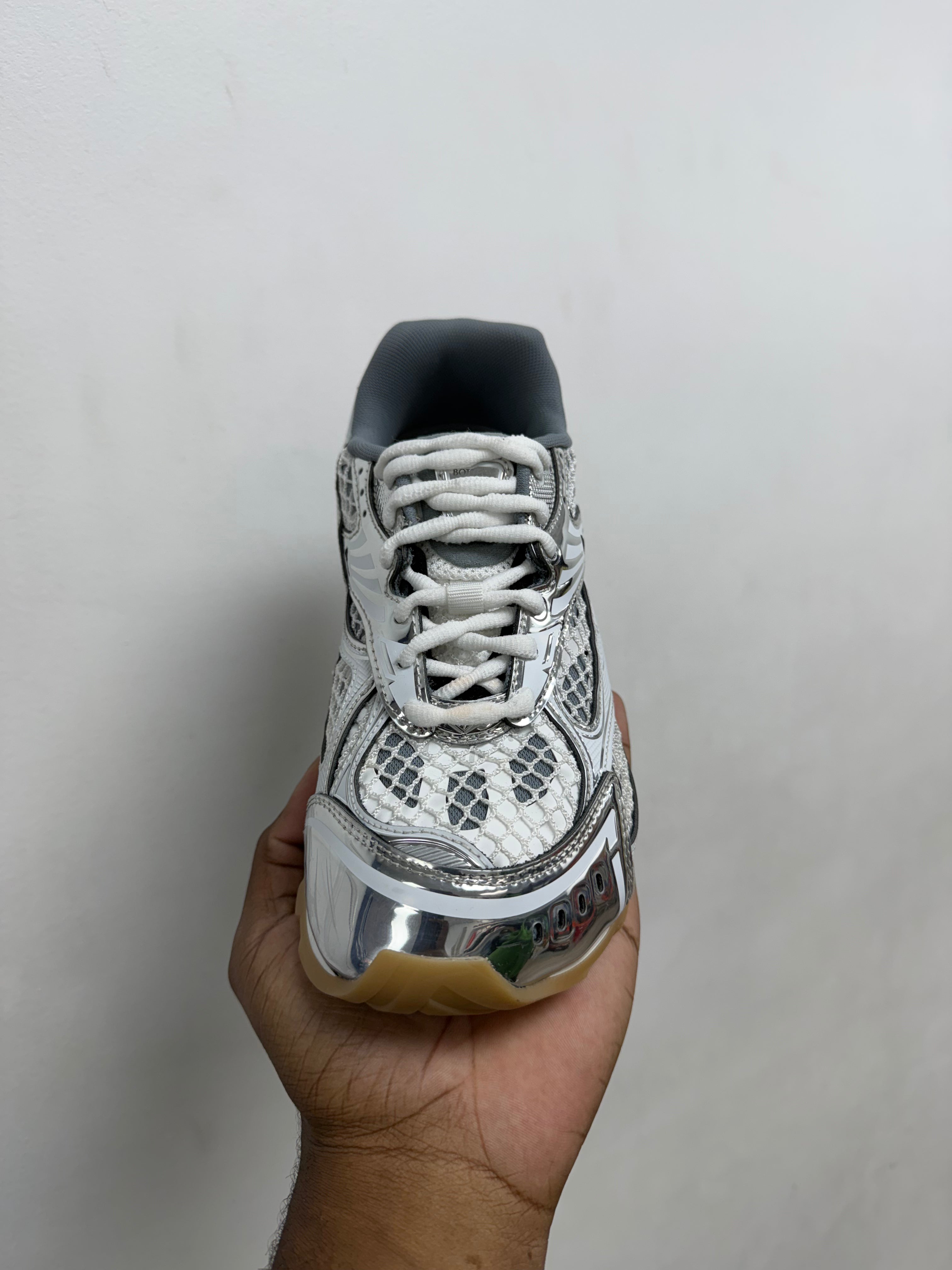 Bottega Veneta White Silver Orbit Sneakers