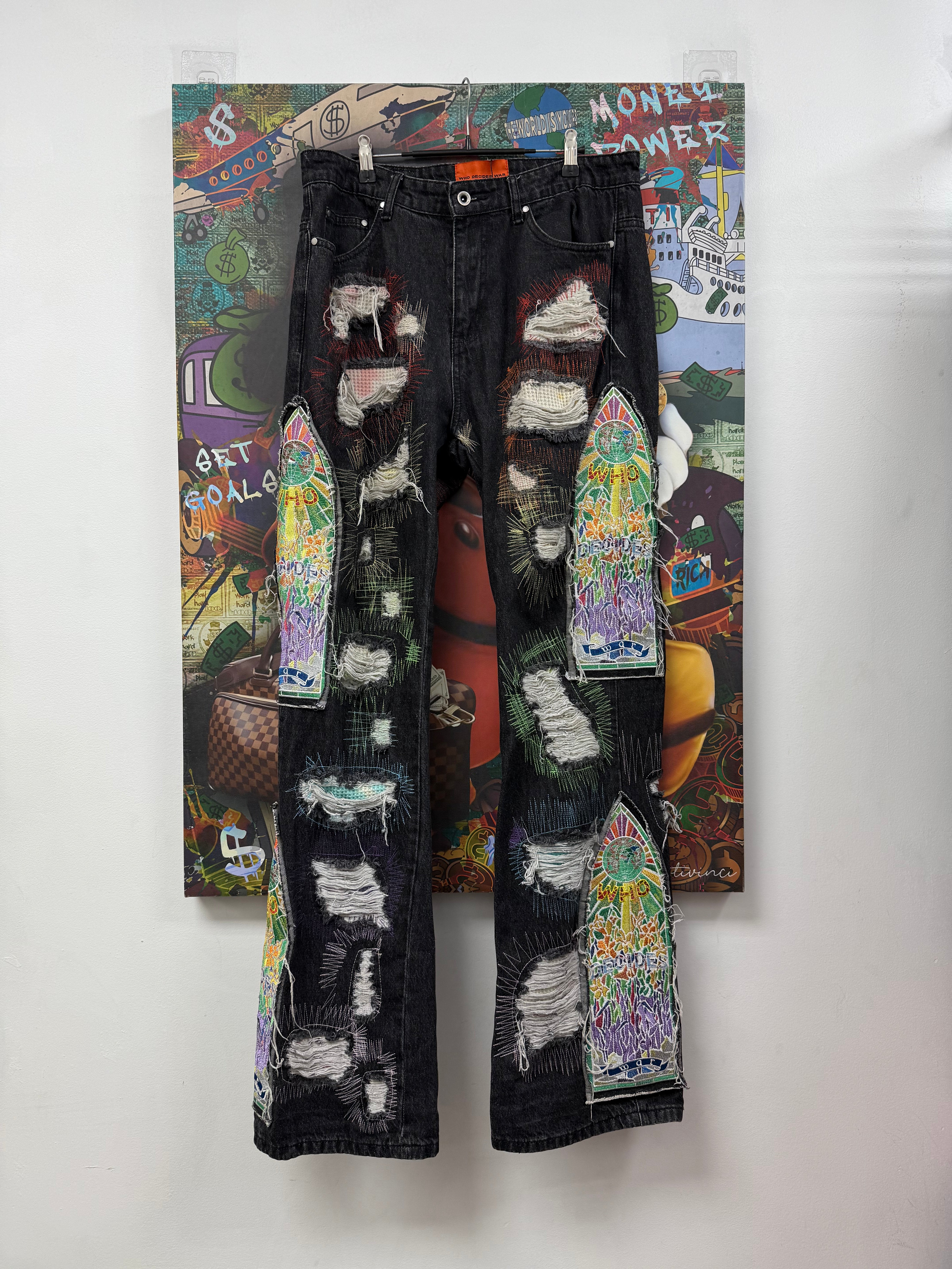 Who Decides War Black Wash Multi Stained Glass Jeans