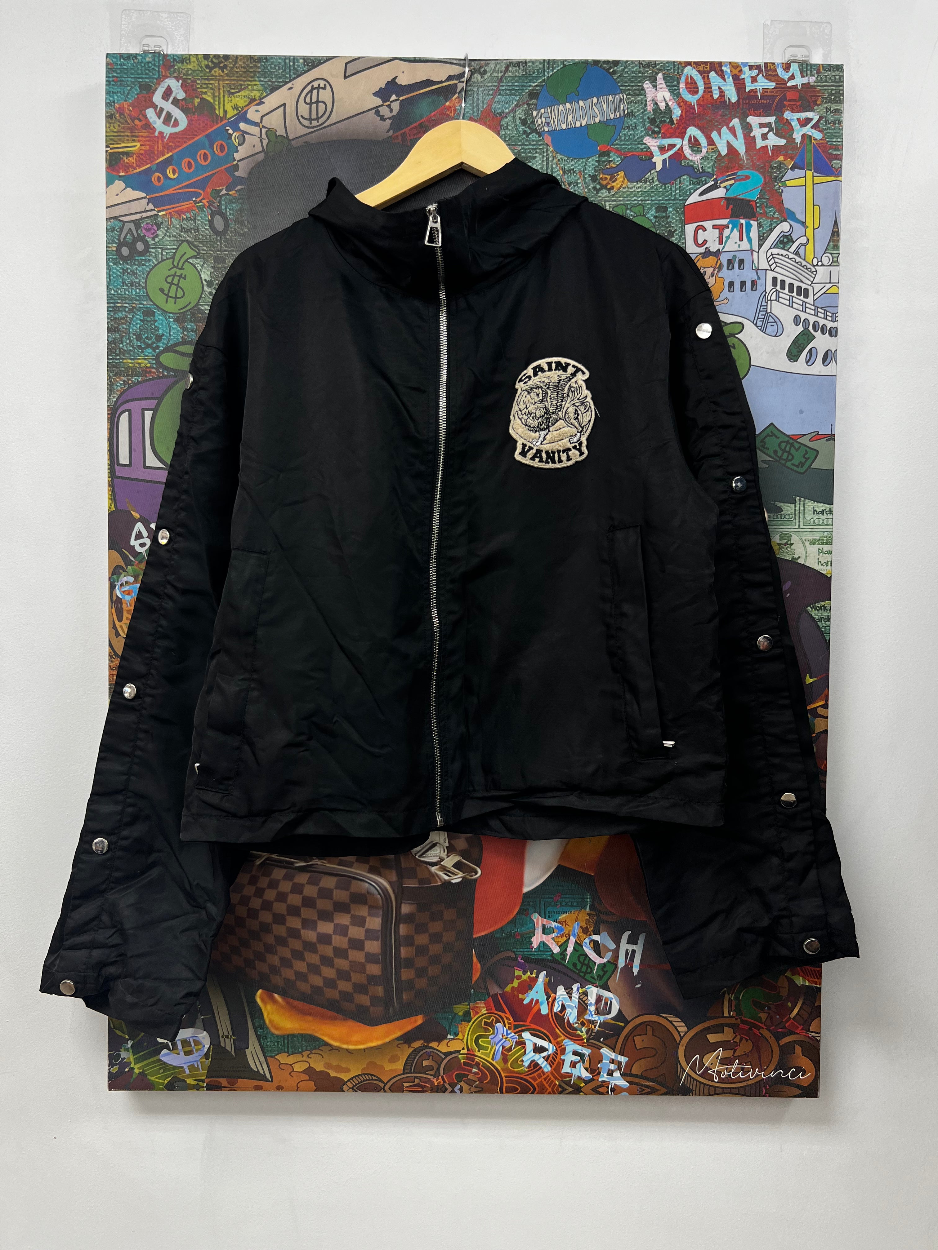 Saint Vanity Black Cream Nylon Jacket