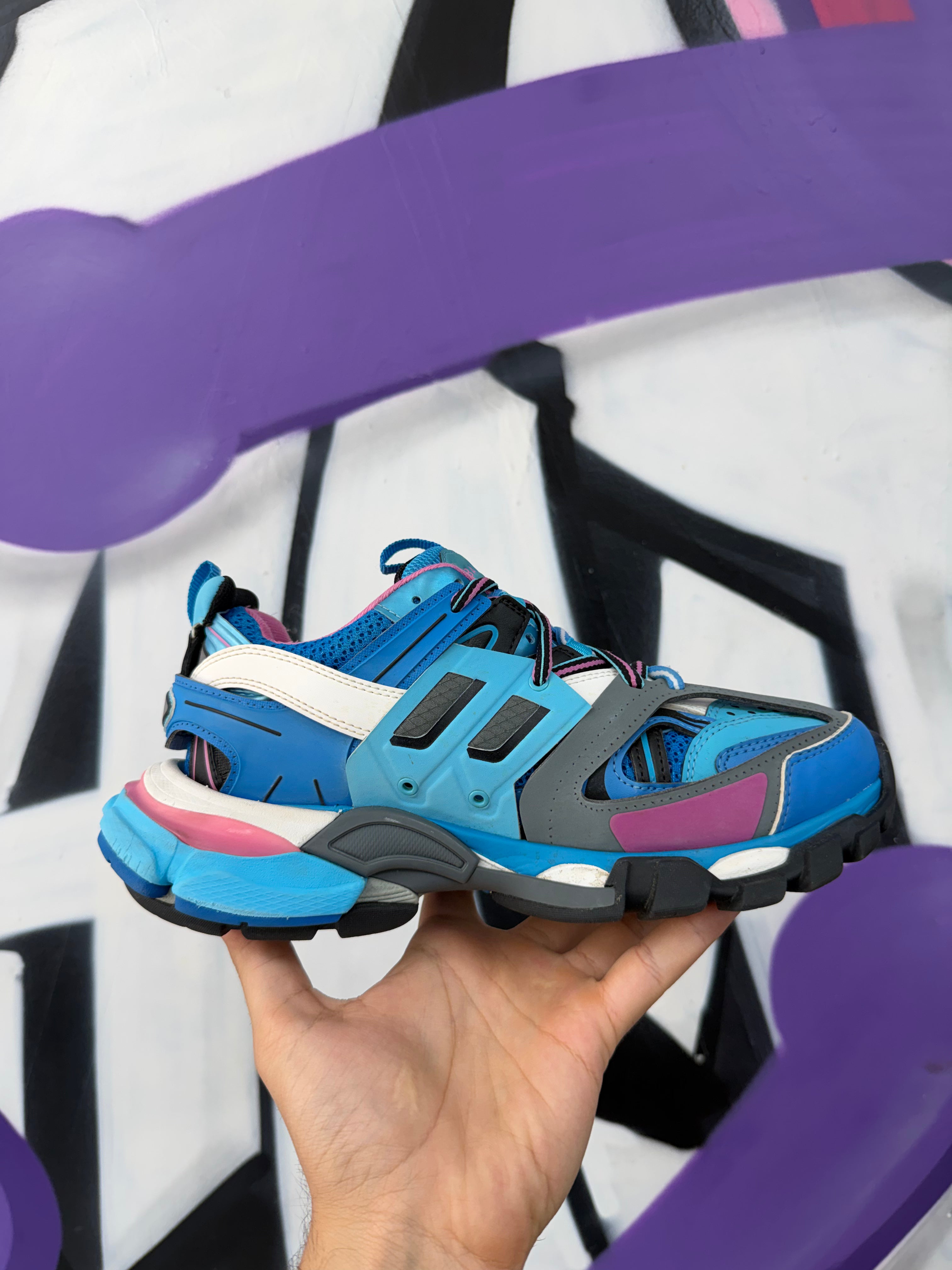 Balenciaga Blue Pink Track Sneakers