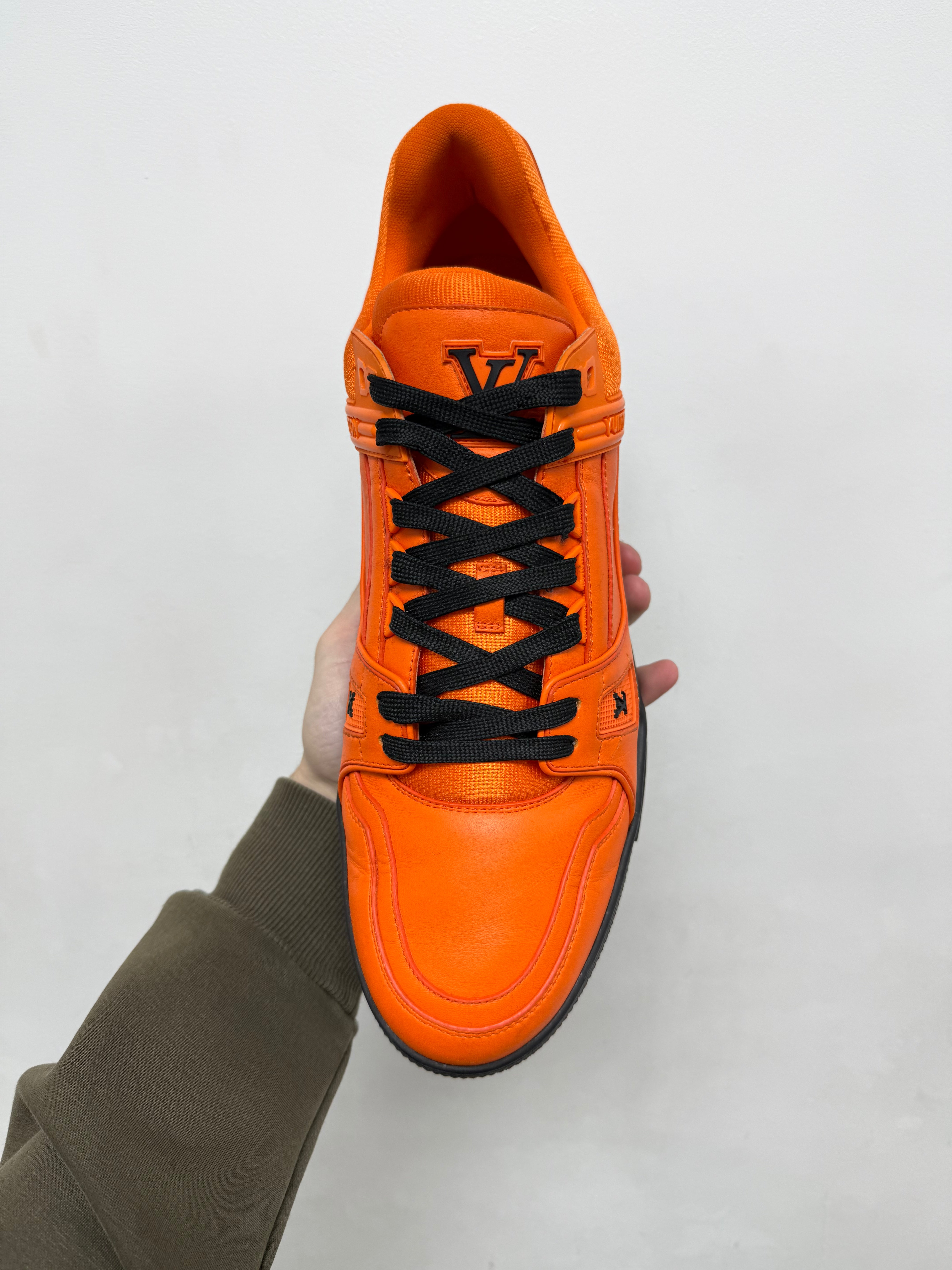 Louis Vuitton Orange Black Leather Trainer Sneakers