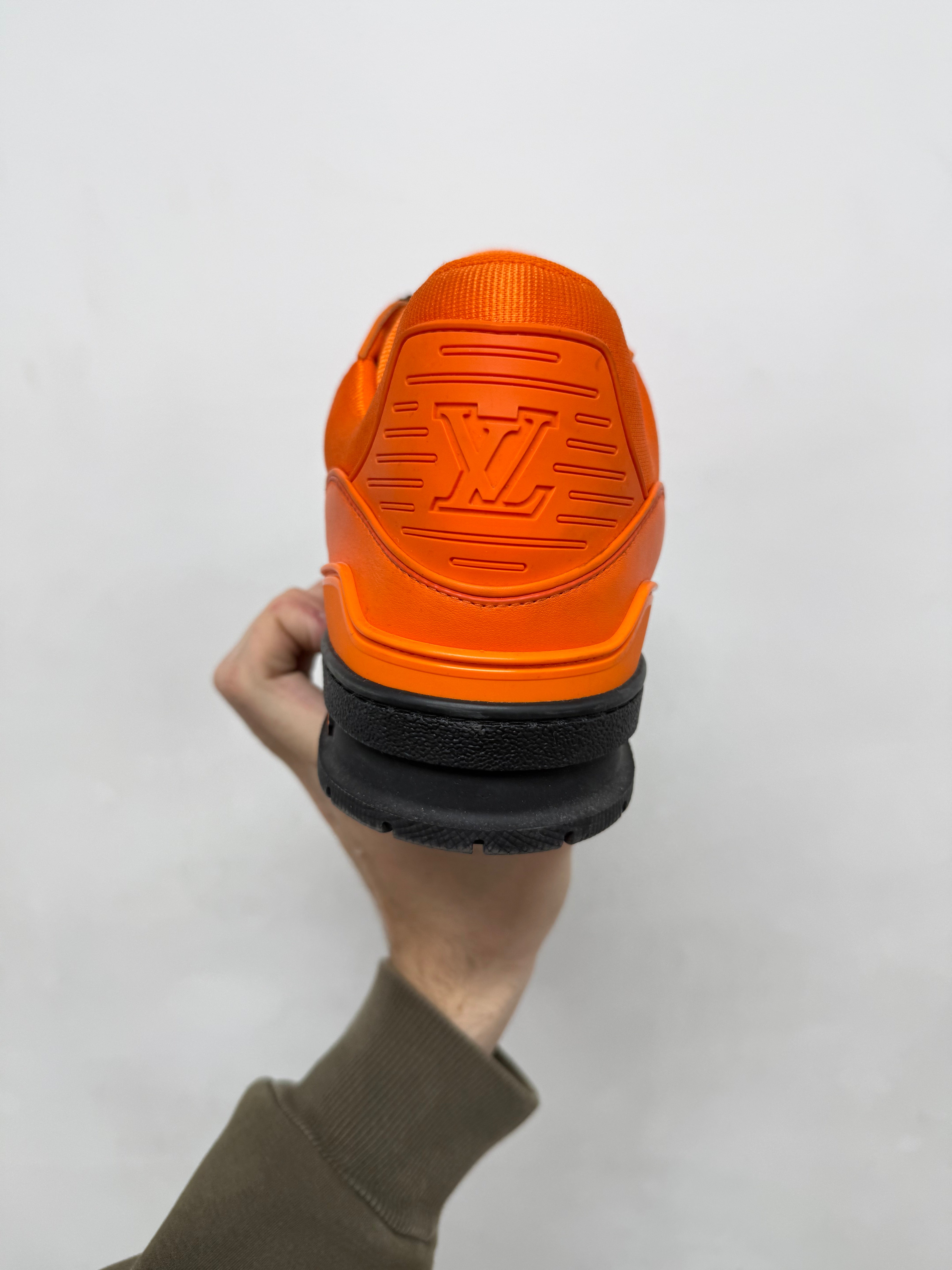 Louis Vuitton Orange Black Leather Trainer Sneakers