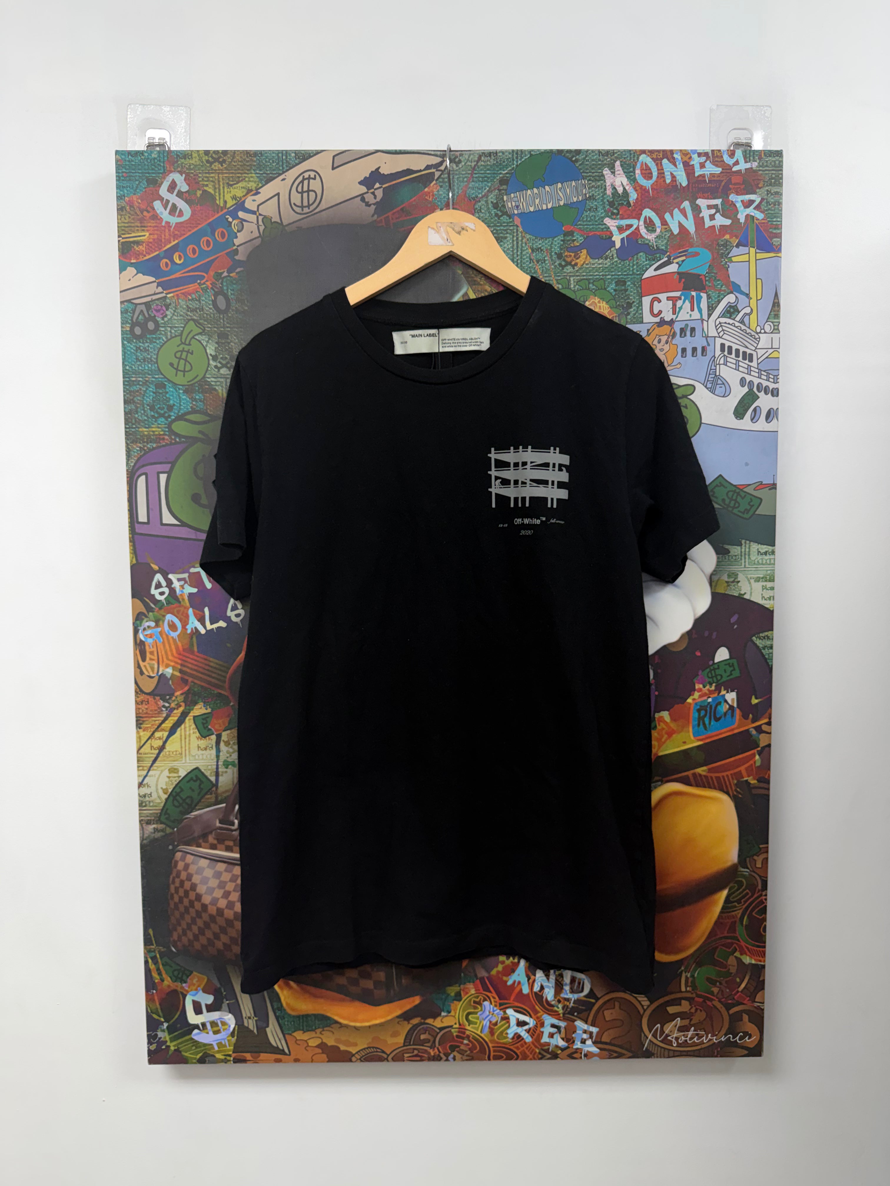 Off White Black Grey Construction Tee