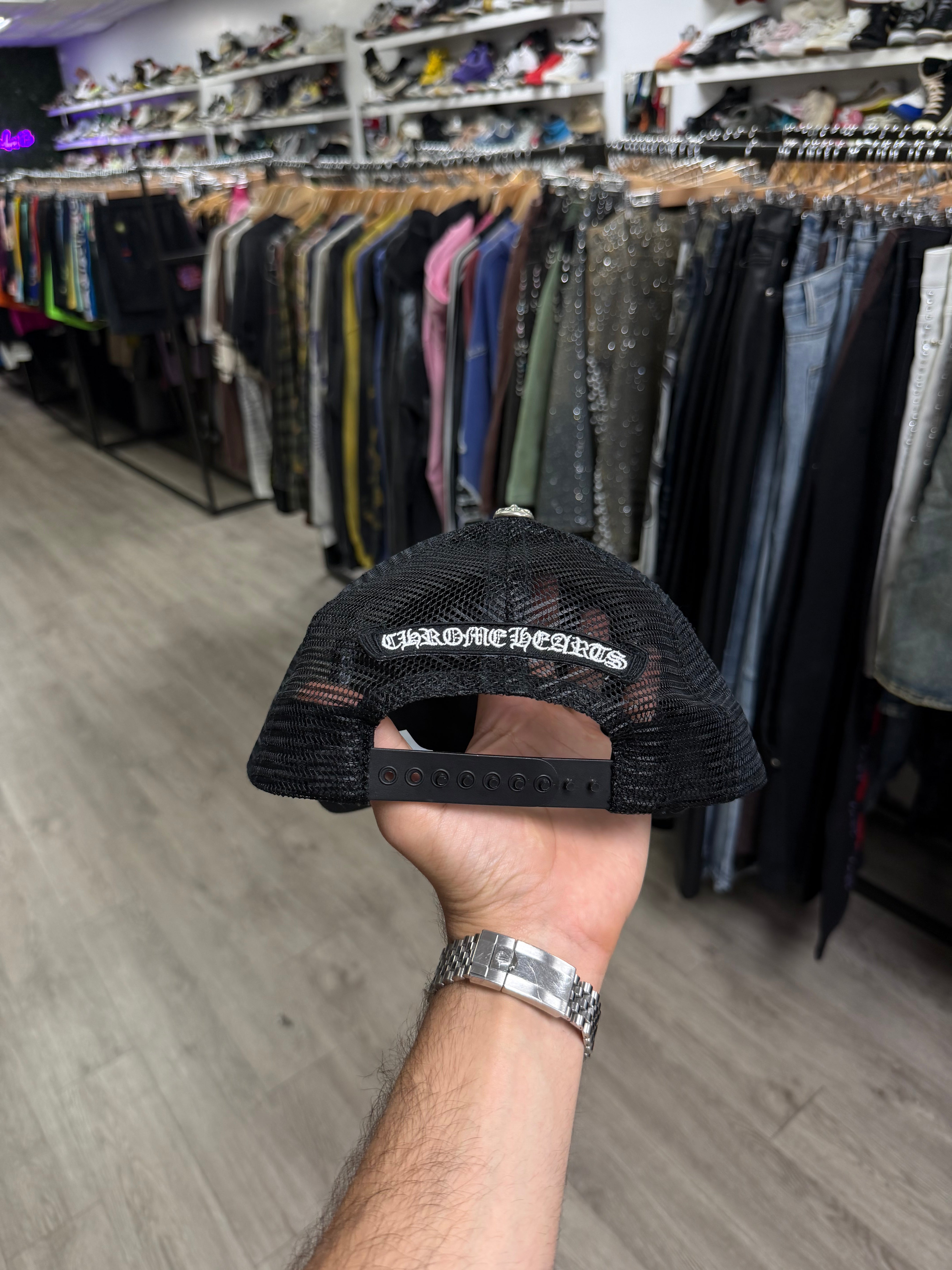Chrome Hearts Matty Boy Pink Chomper Patch Trucker Hat
