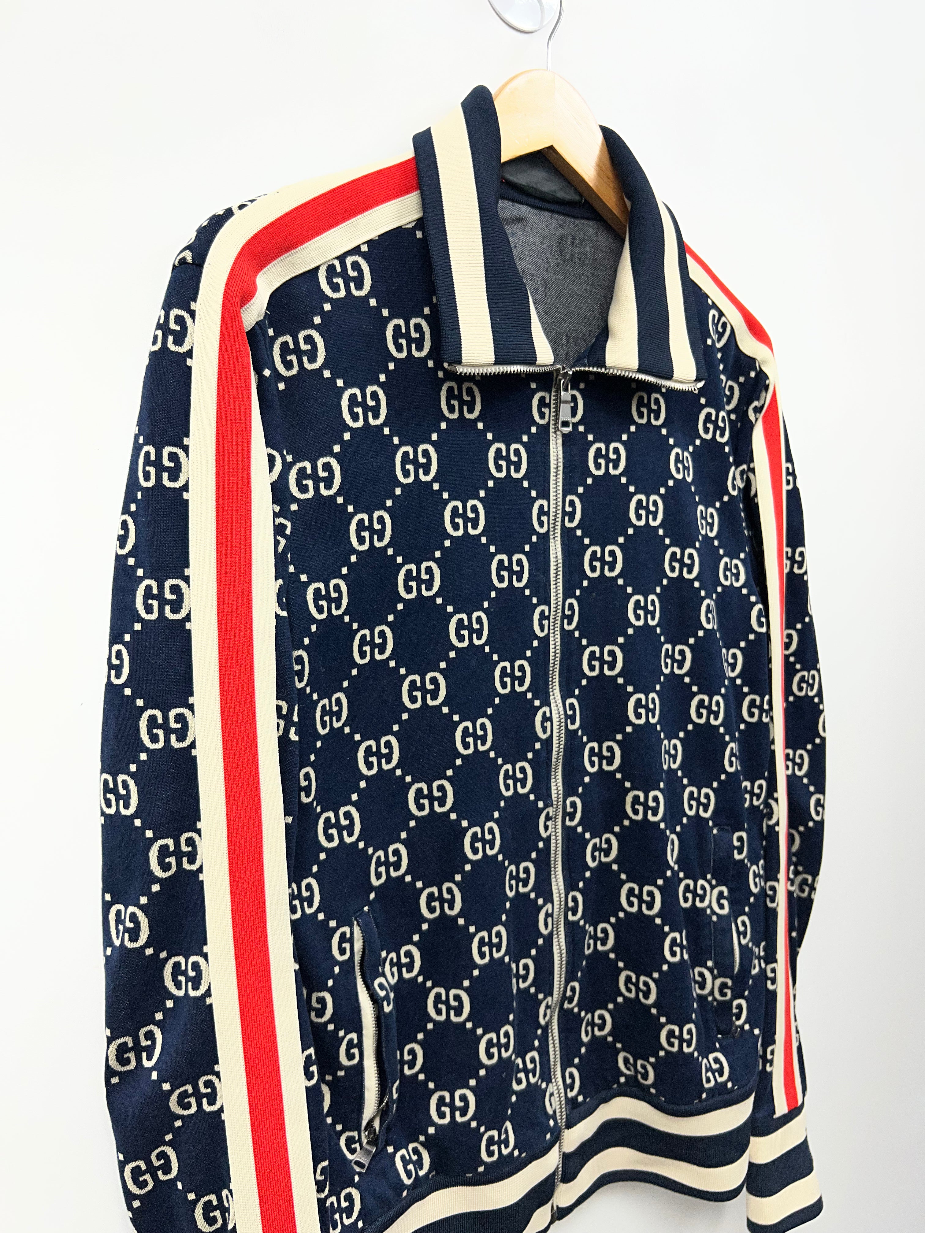 Gucci Navy Monogram Striped Track Jacket