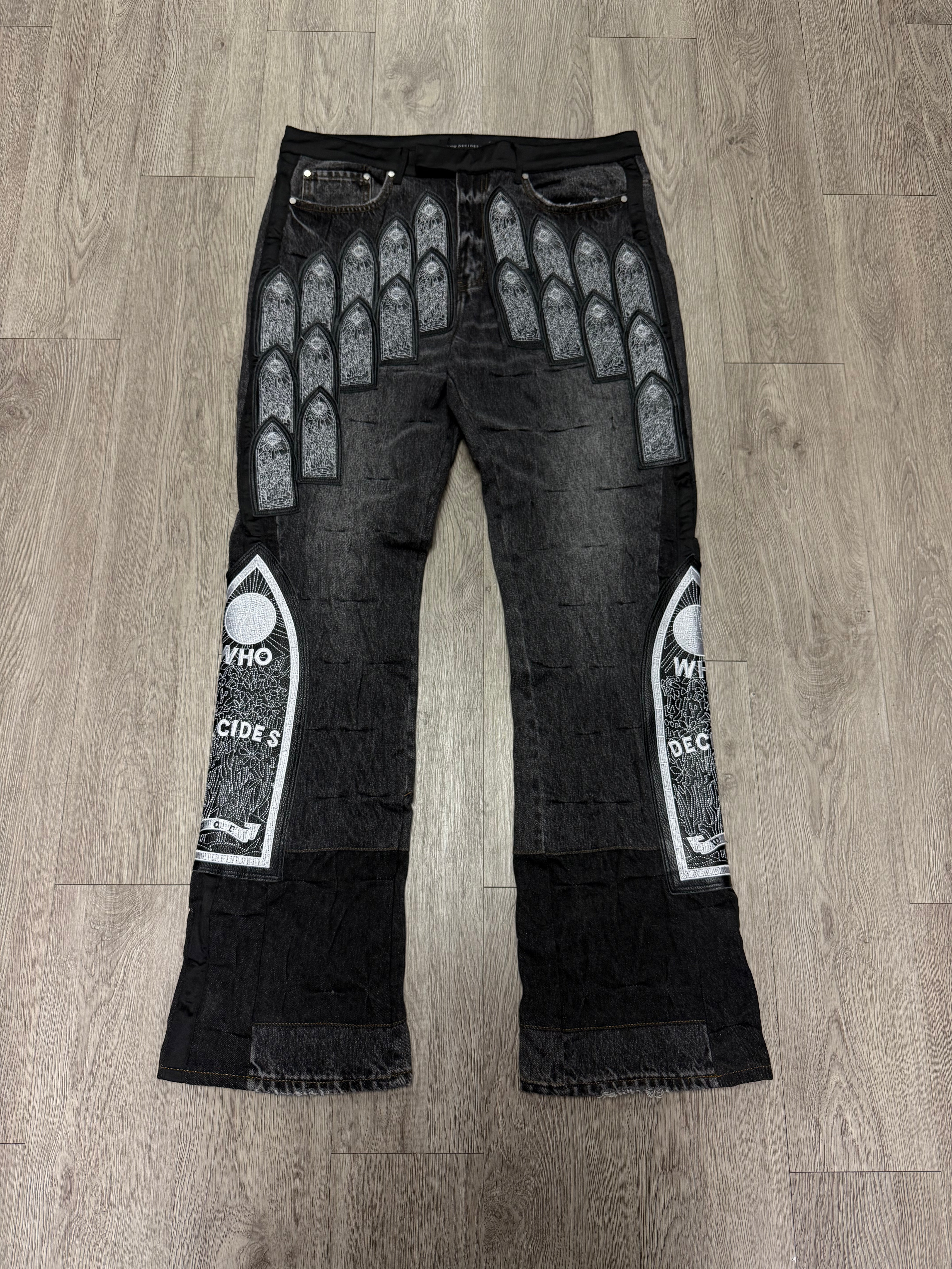 Who Decides War Black Wash Arch Patched Jeans