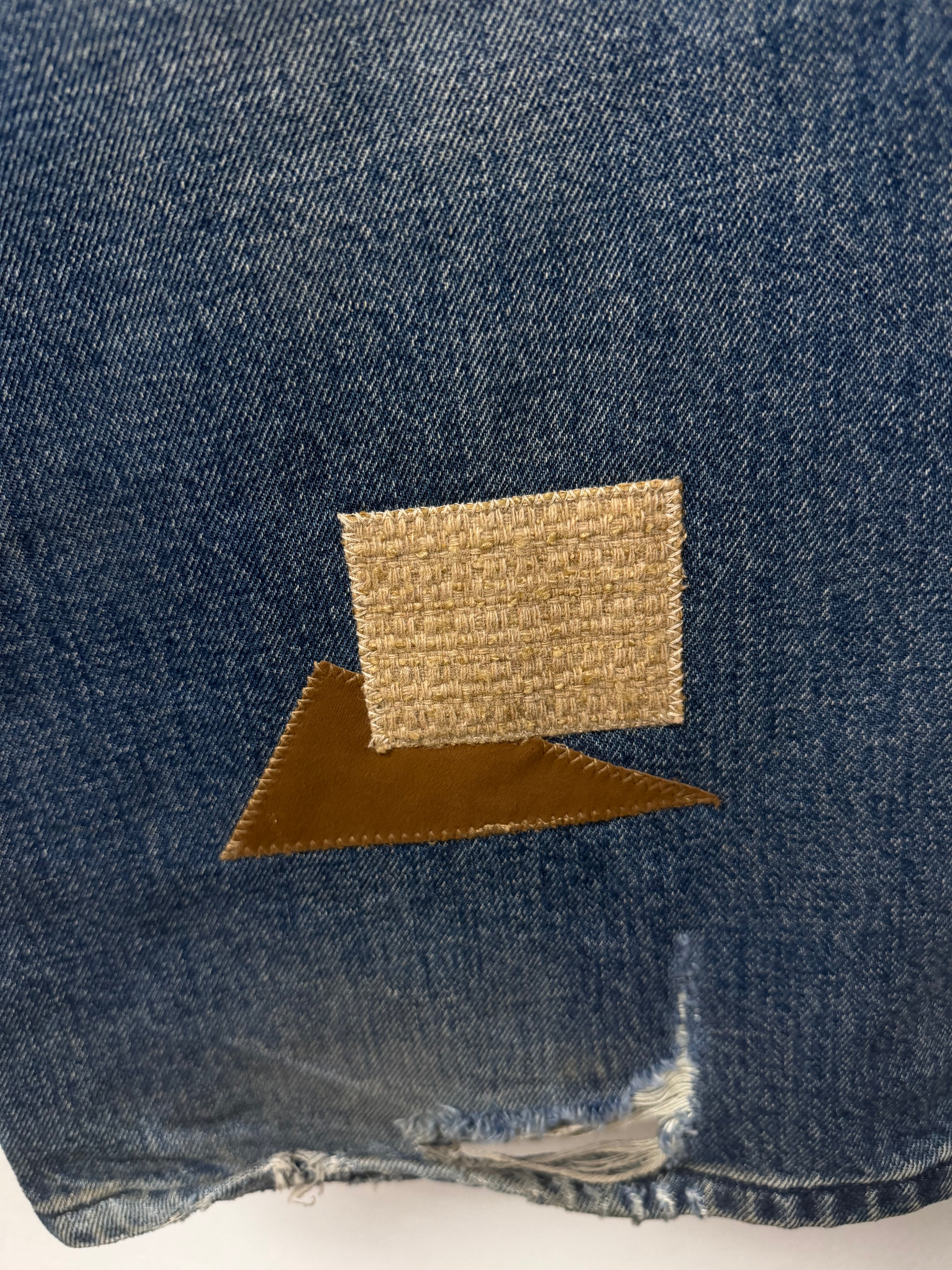 Birth Of A Royal Child Patchwork Faded Jeans