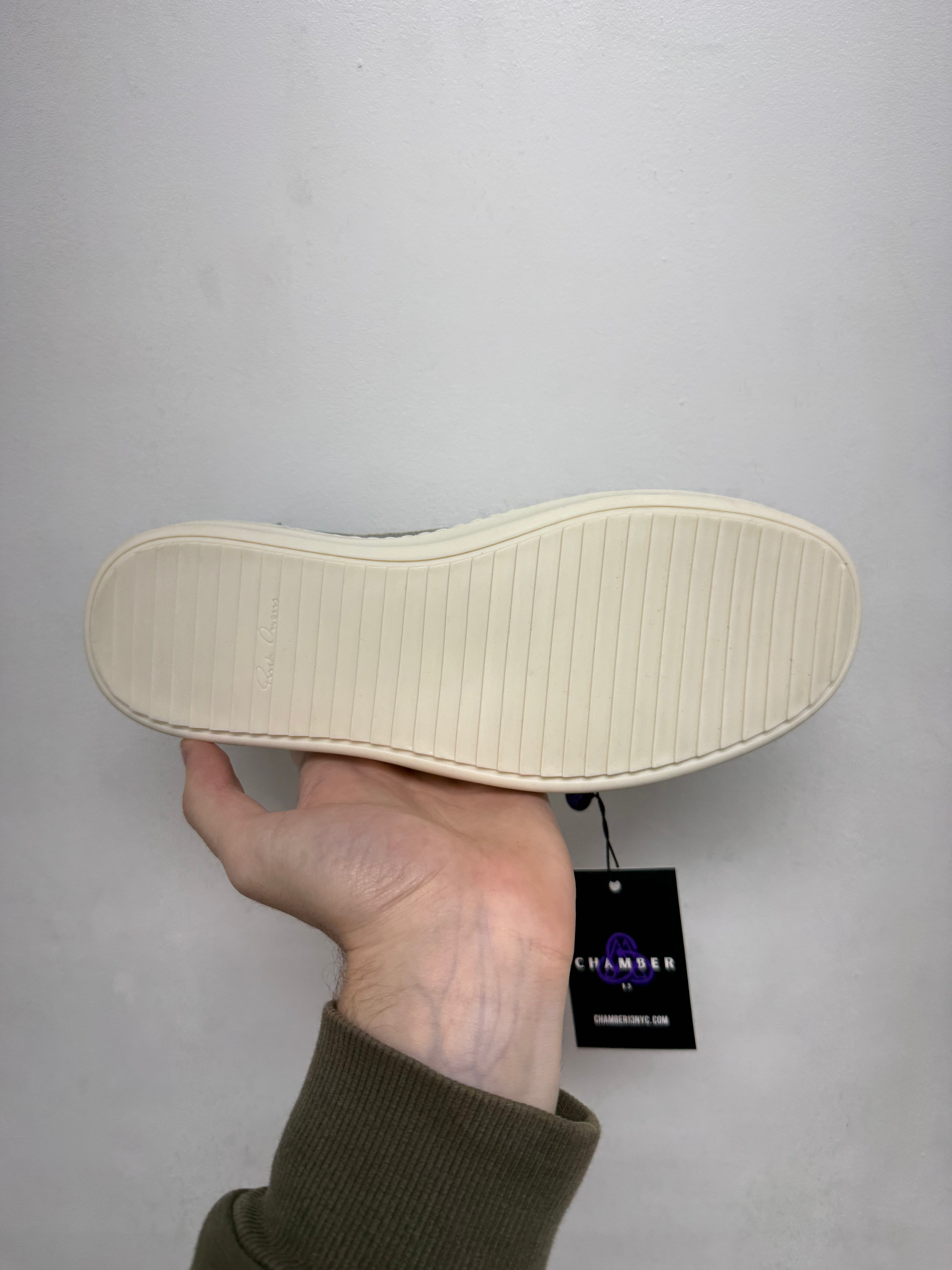Rick Owens Grey Leather Mainline Vintage Low Sneakers