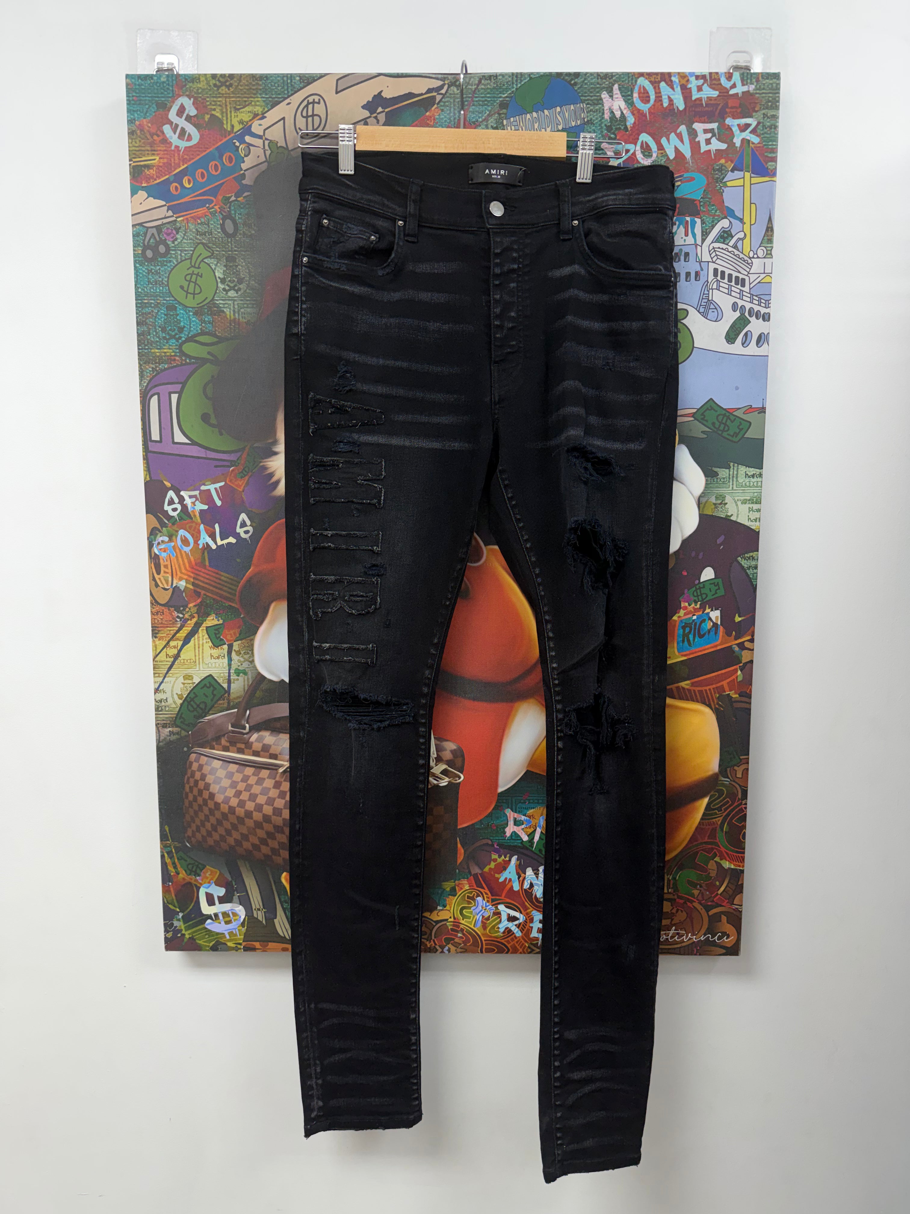 Amiri Black Denim Side Logo Jeans