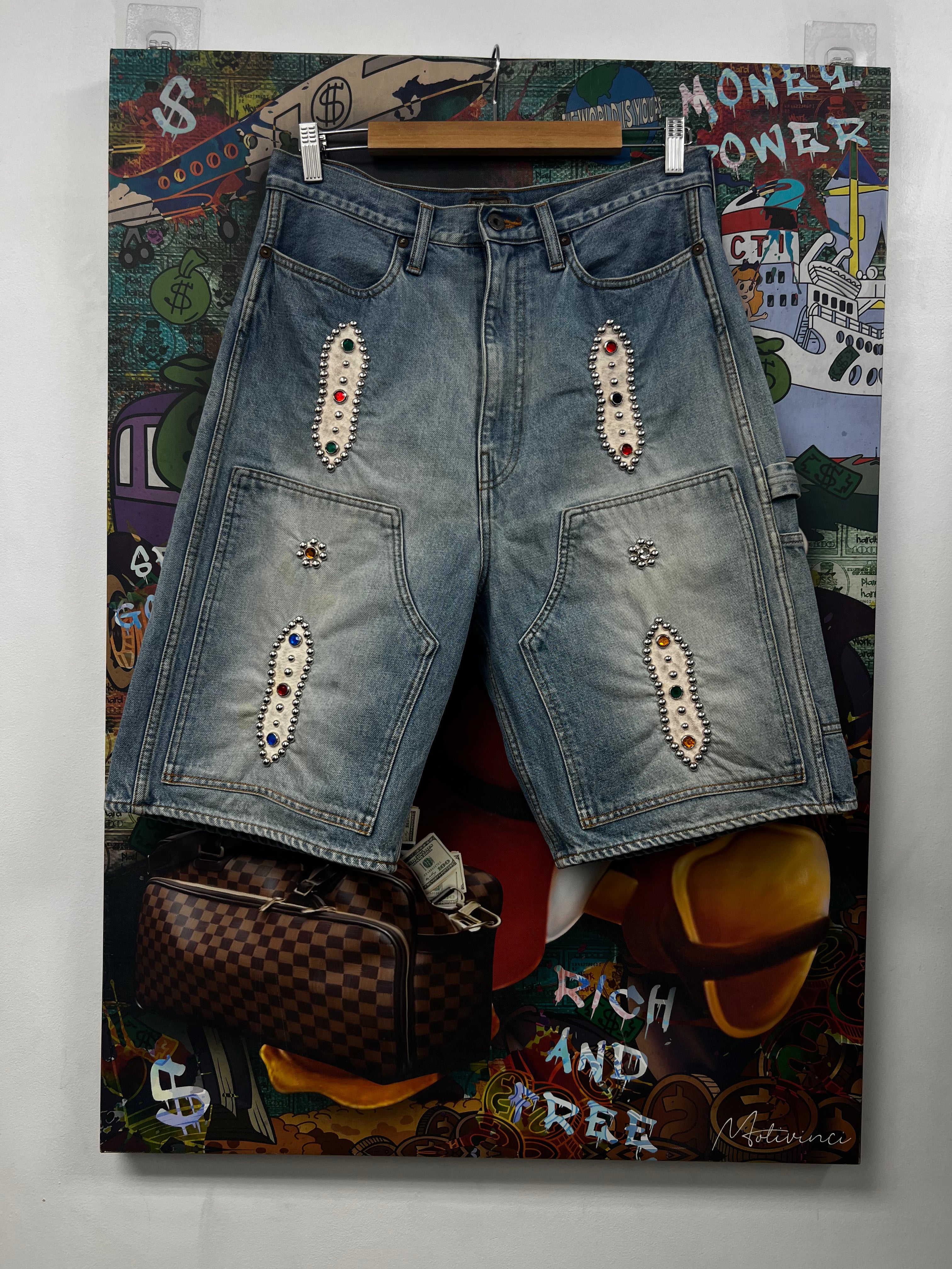 Kapital Gem Stud Jean Shorts